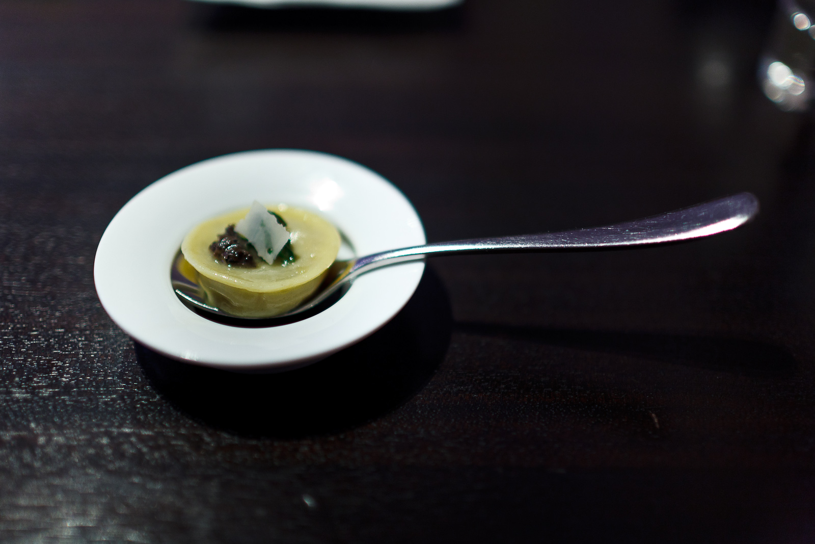 7th Course: Black truffle, explosion, romaine, parmesan