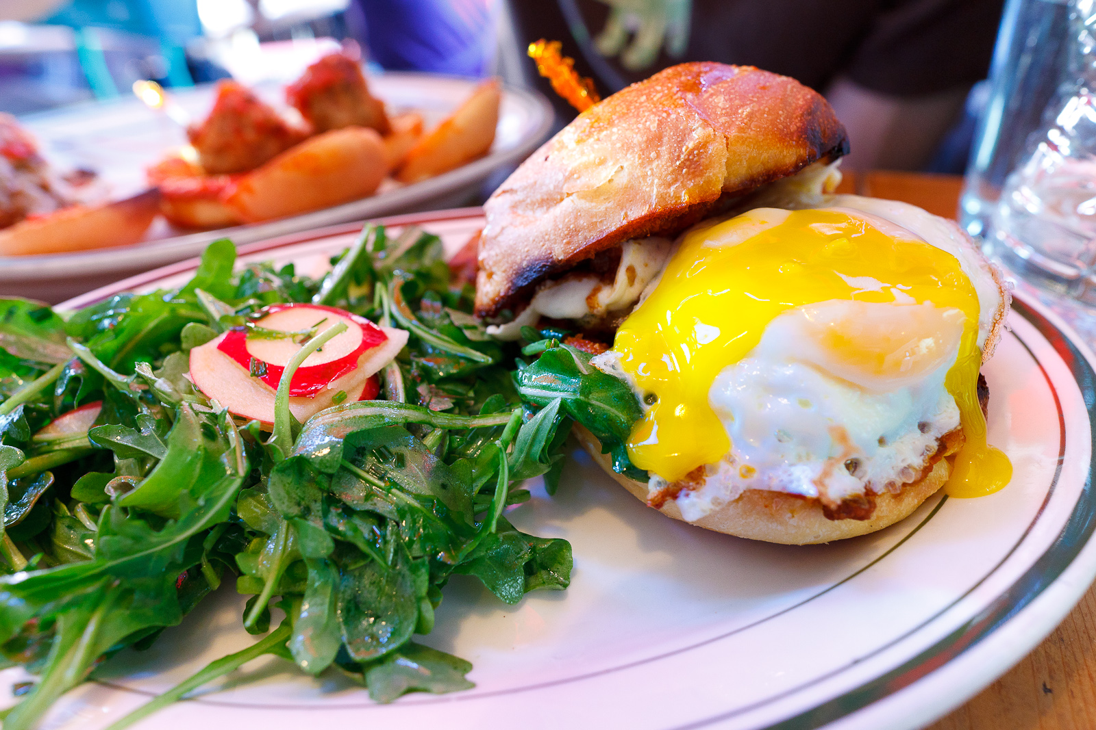 Meatball smash, chicken, classic tomato, mozzarella cheese, with "family jewels" ($8)