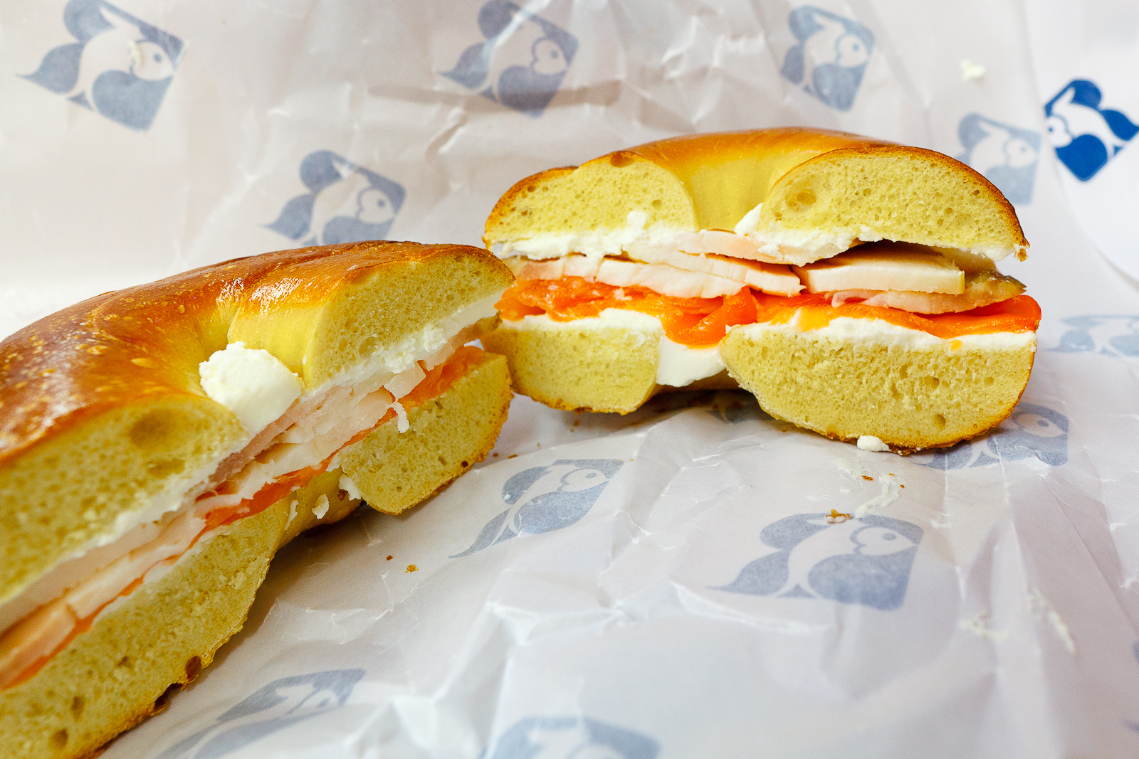 Generational, smoked salmon and sturgeon with cream cheese on an egg bagel ($16.95)