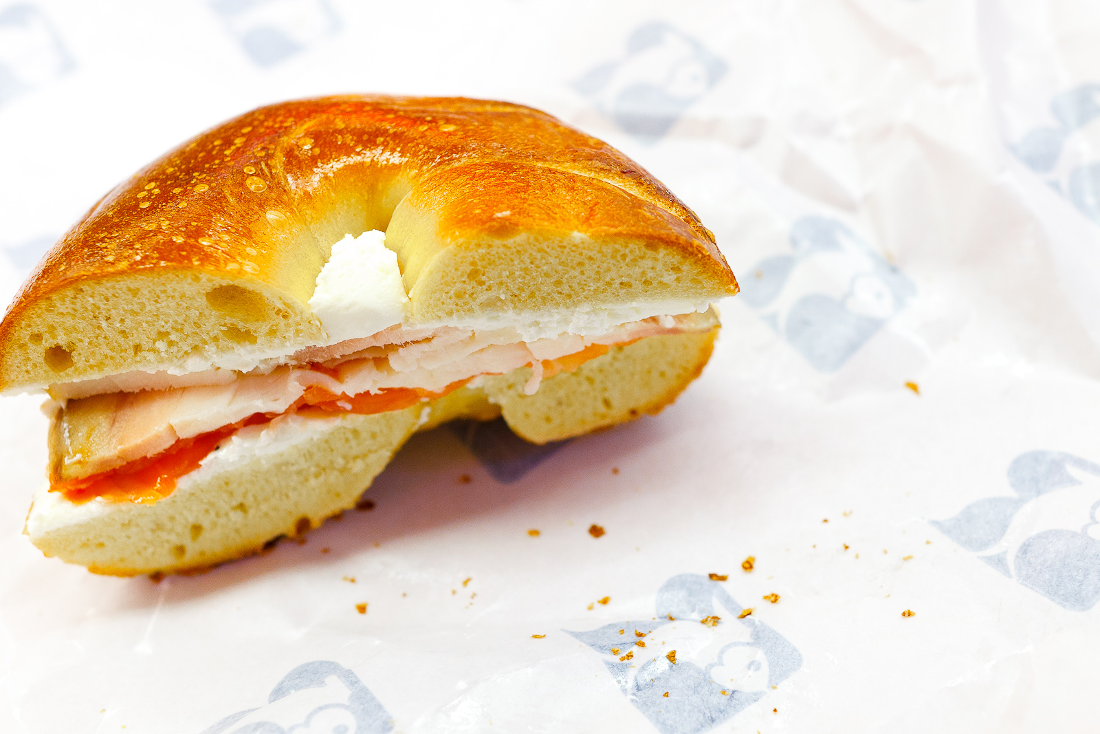 Generational, smoked salmon and sturgeon with cream cheese on an egg bagel ($16.95)