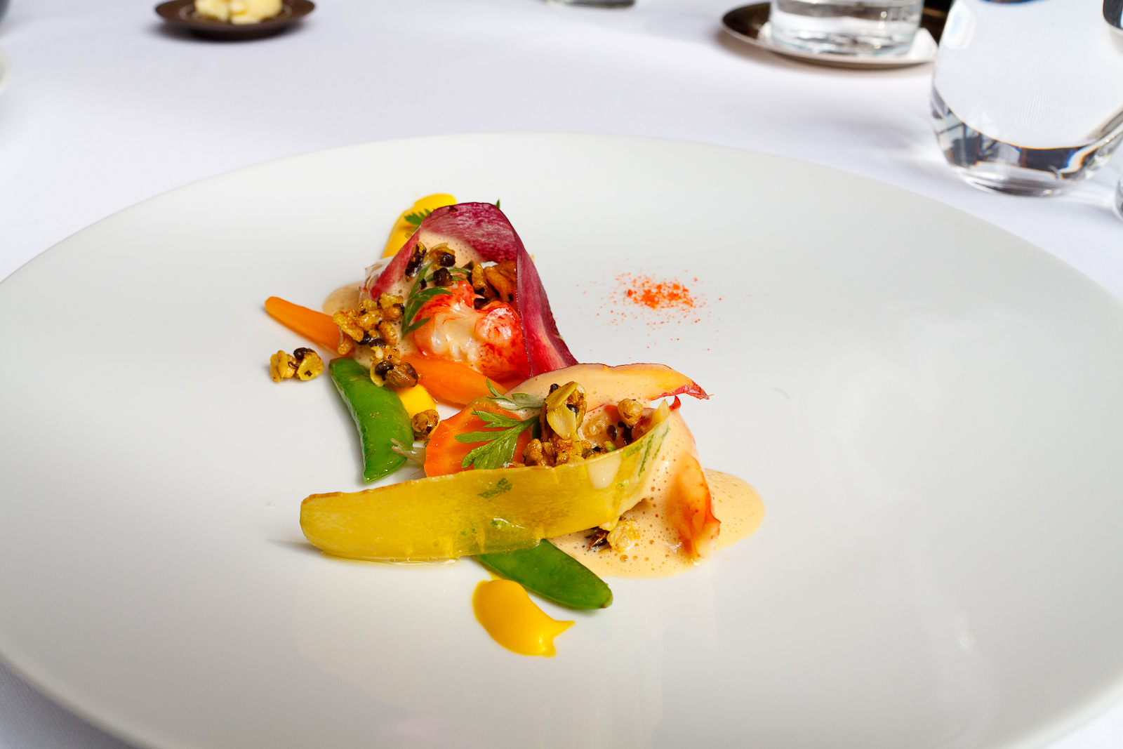 2nd Course: Poached lobster with carrots and vadouvan granola