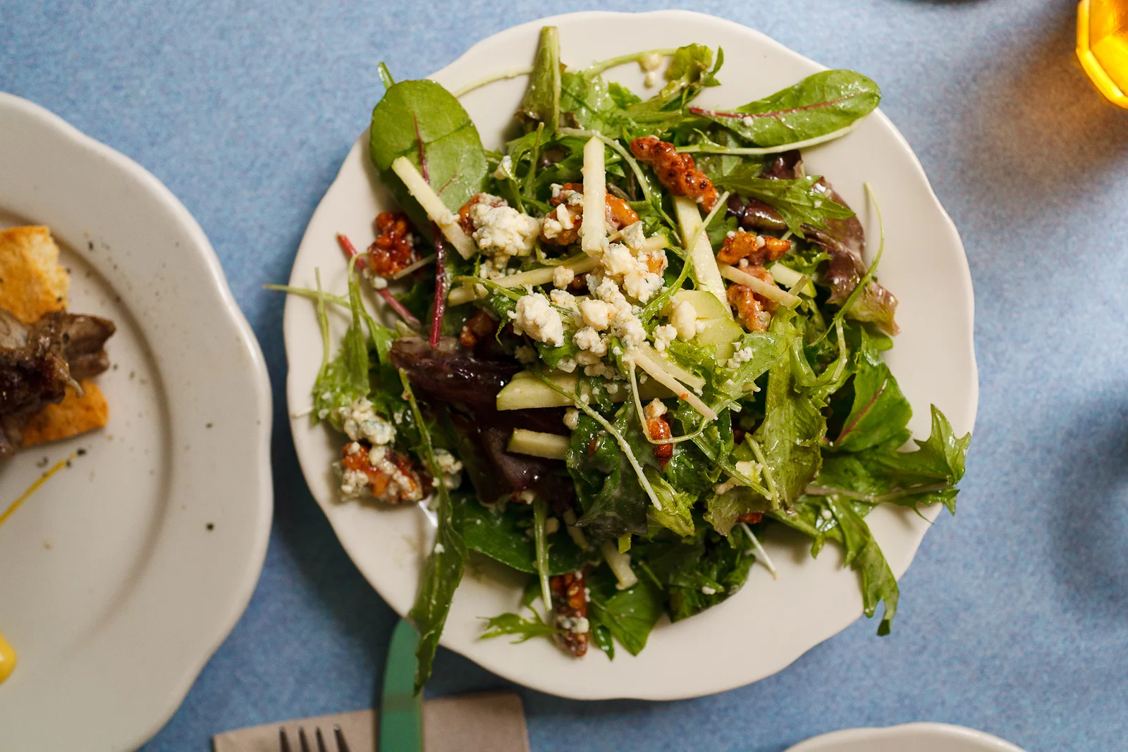 Blue Cheese Salad, Beauty Greens, Apples, Walnuts ($9)