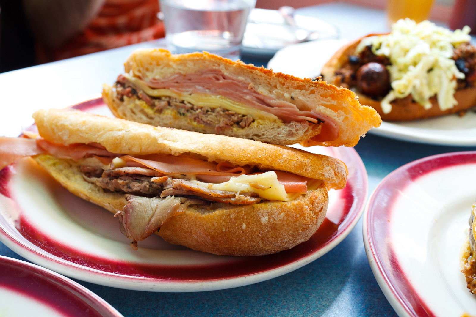 Cubano Sandwich, Roasted Pork, Pickles, Mortadella, Gruyere ($7)