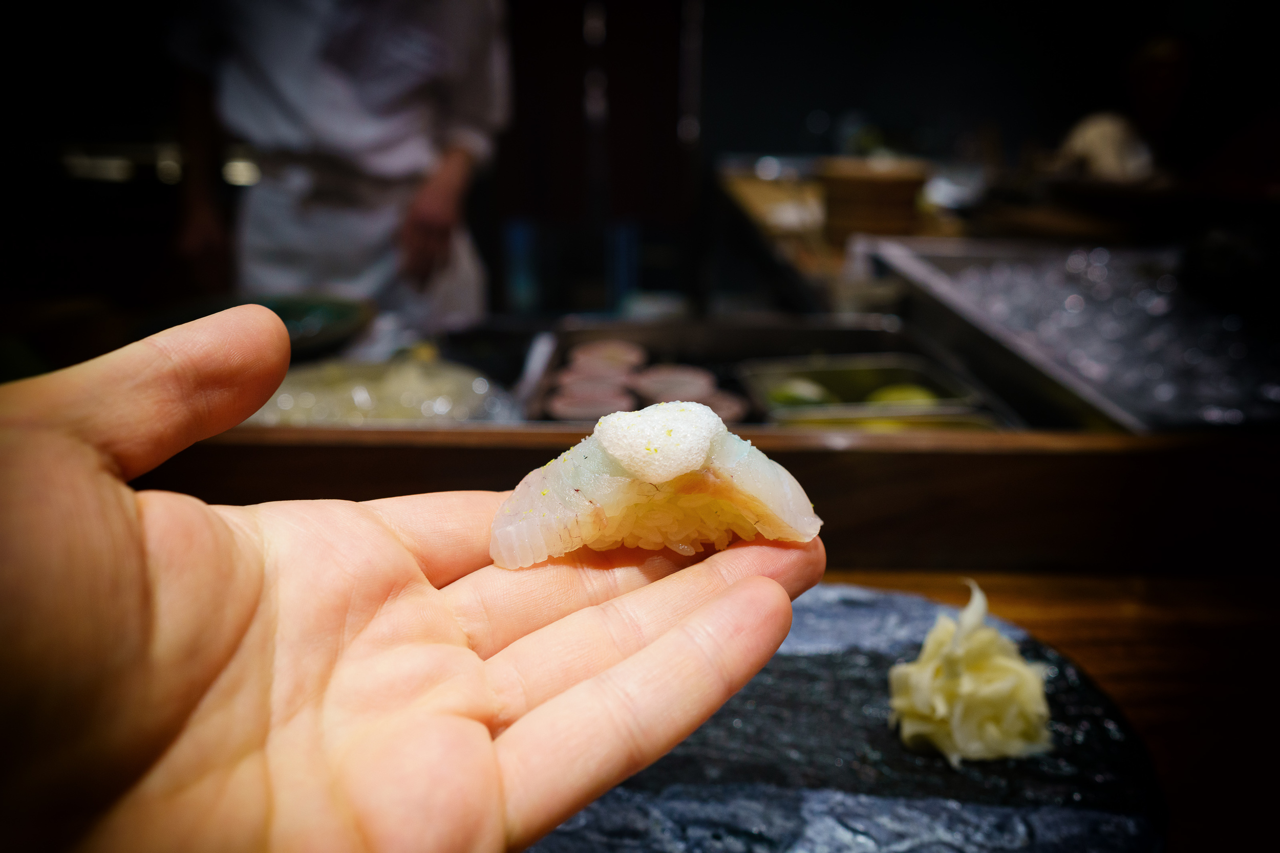 Suzuki (sea bass) with lime foam and sea salt