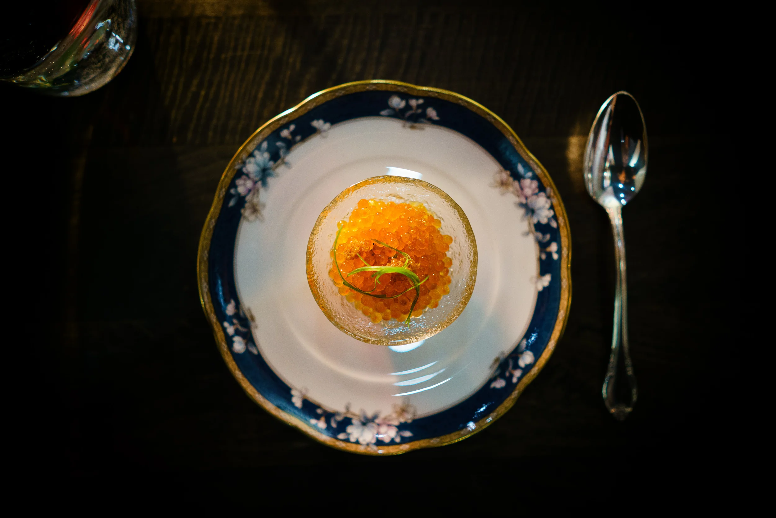 Sea food Açorda (bread porridge), trout roe and kombu