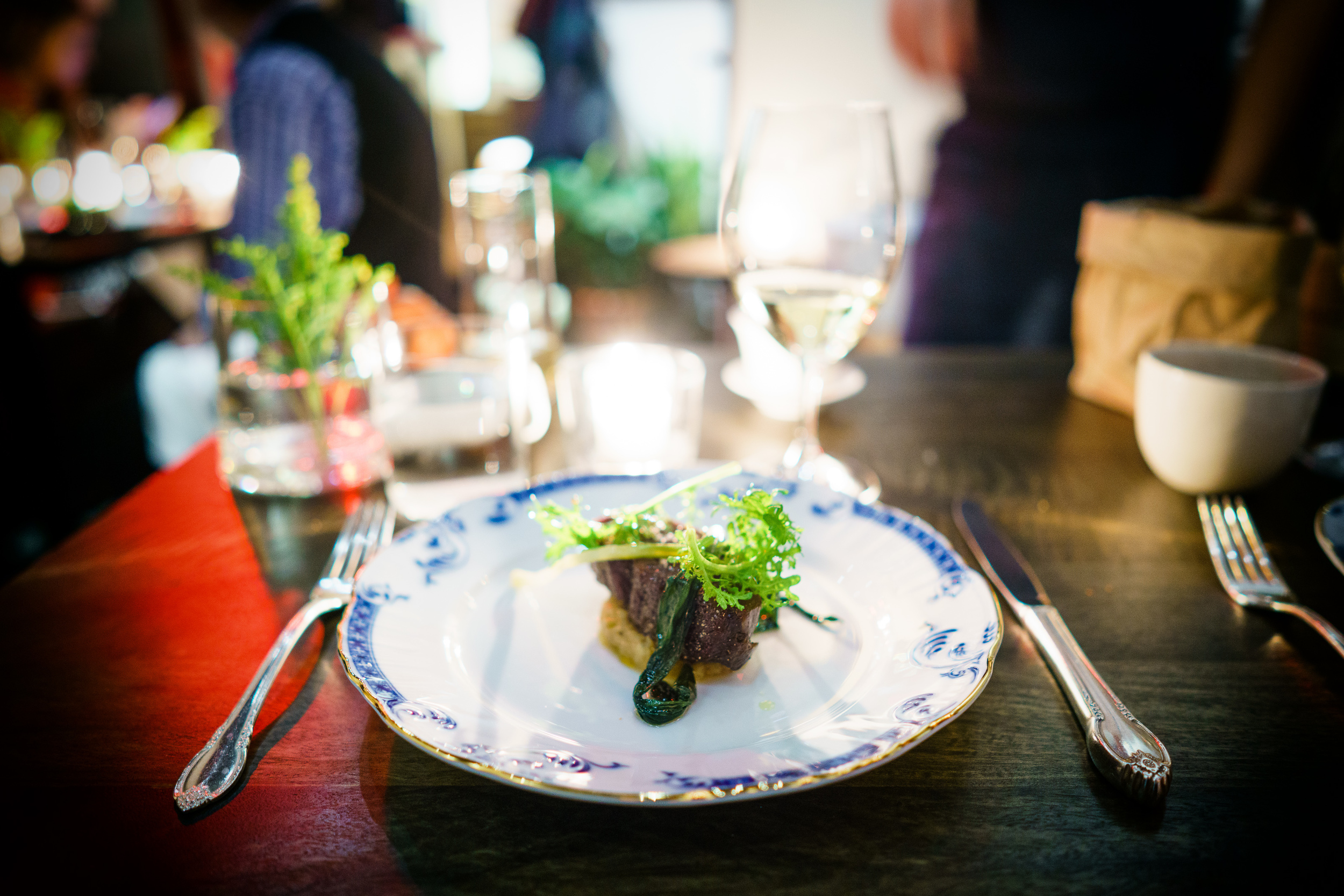Confit veal cheek, ramps and mustard