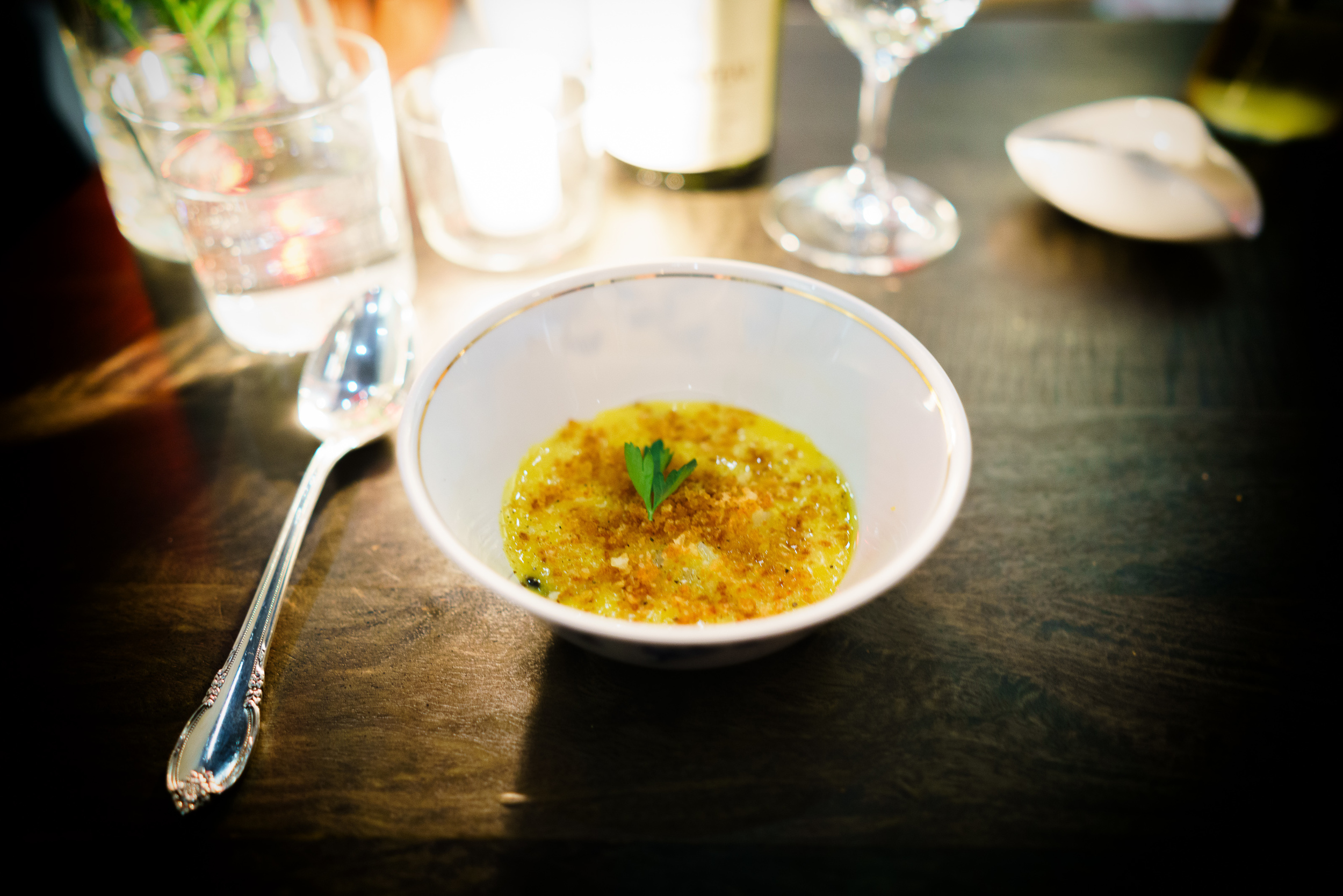 "Bacalhau à bras" (Cod scramble with fried potato) pickled elderberry