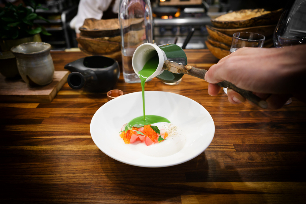 Radish Top Gazpacho, Smoked Trout Roe, Lemon Balm ($13)