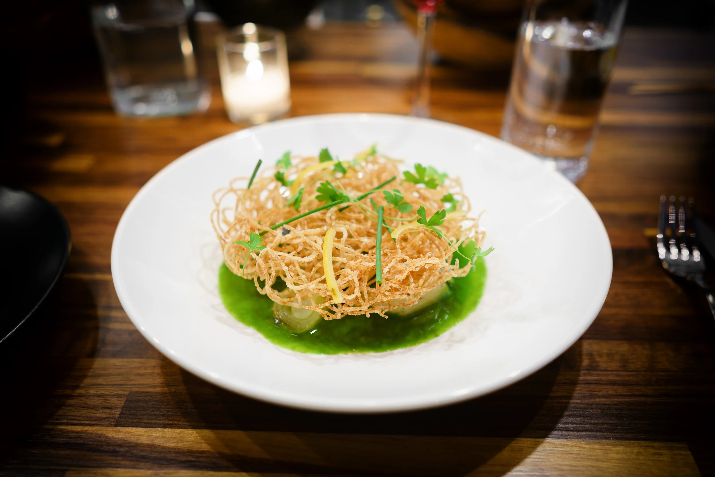 Young Leeks, Parsley Velouté, Crispy Potato ($20)