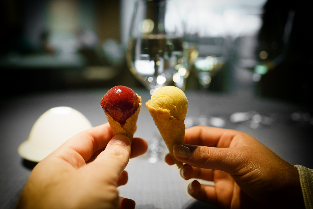 Marionberry and jackfruit sorbet