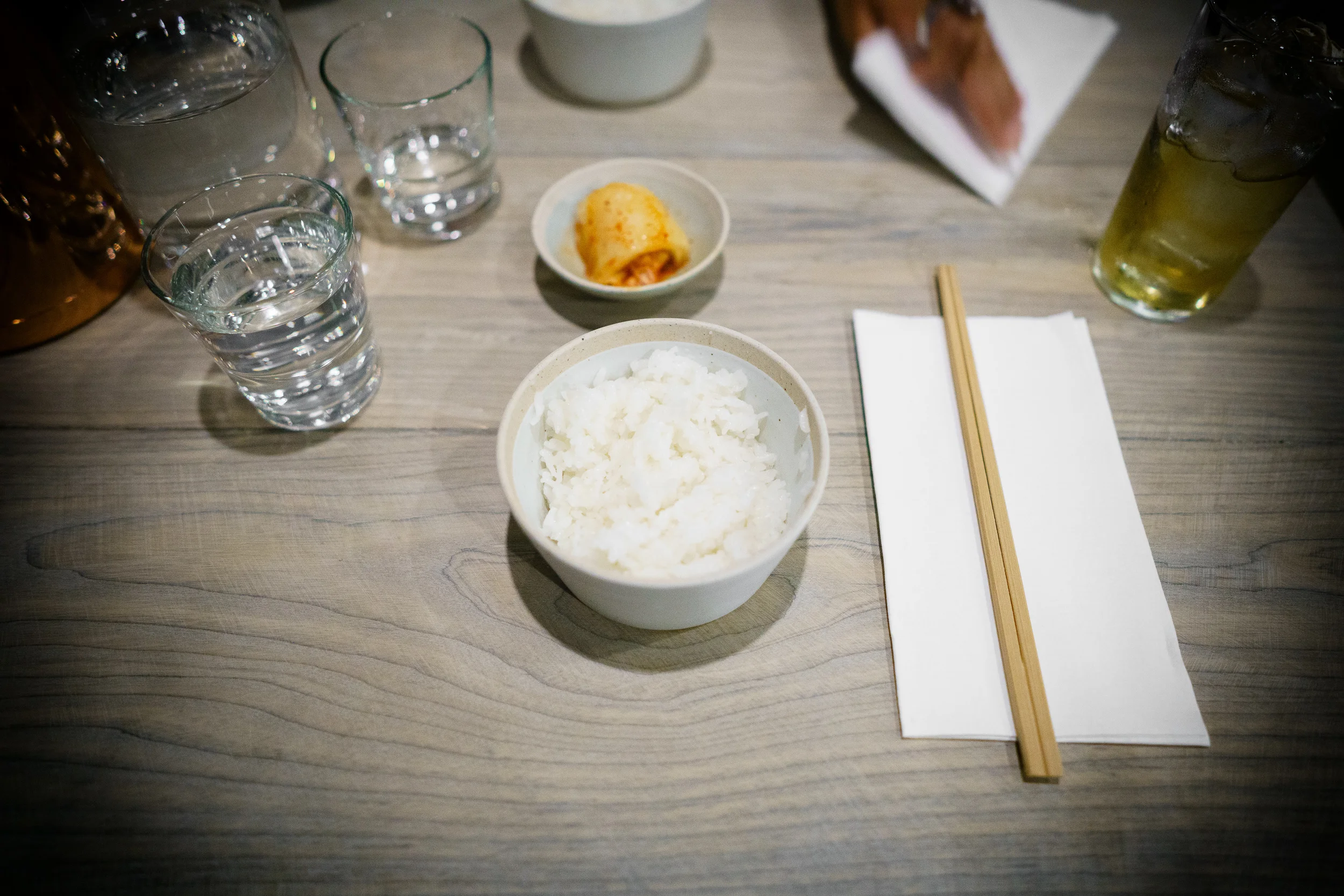 House rice and kimchi