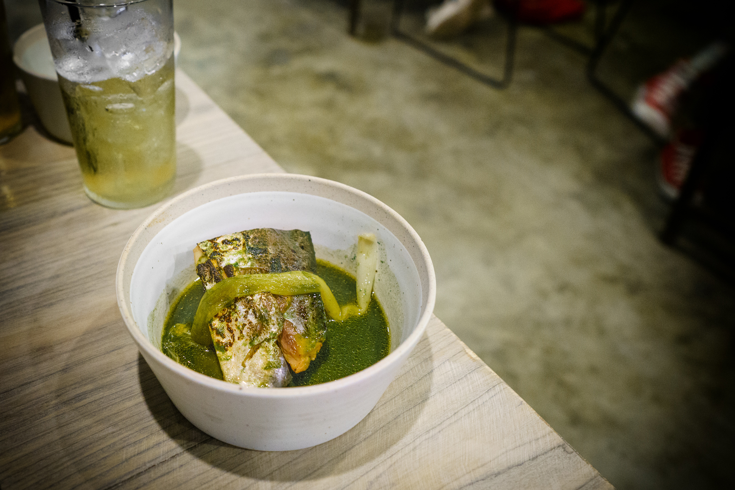 Mackerel, green chili, spinach, scallion