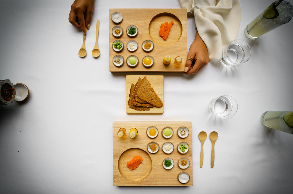 Carrot: tartare with rye toast and condiments (2012)
