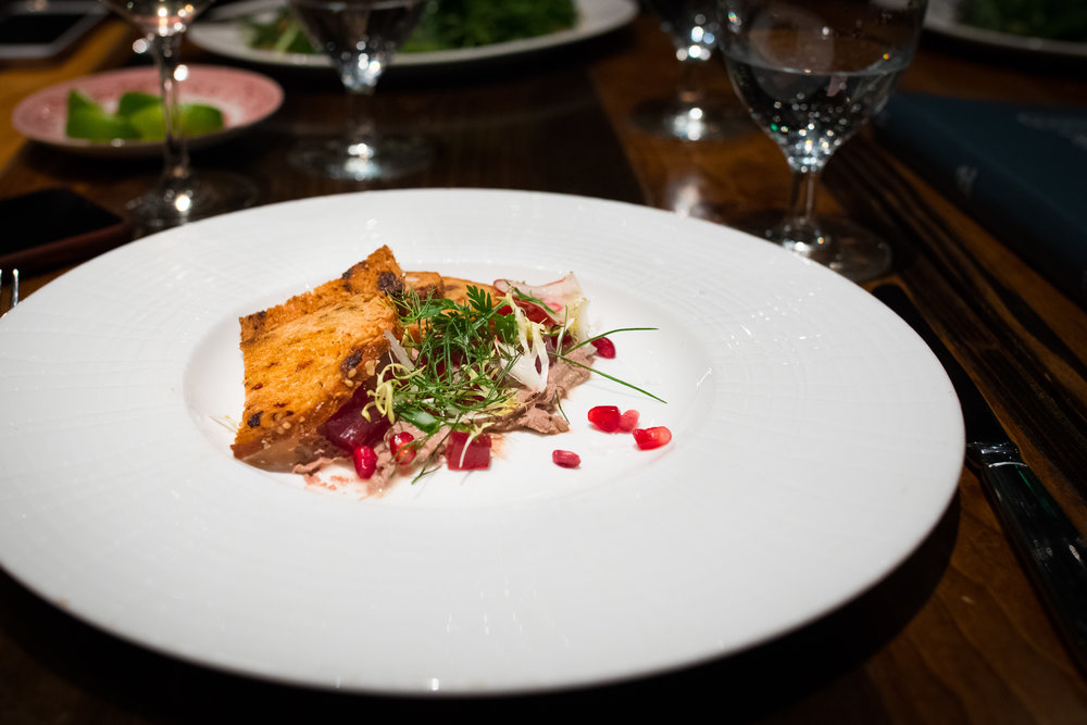 Duck Rillette, roasted beets, smoked parsnip, black garlic vinaigrette