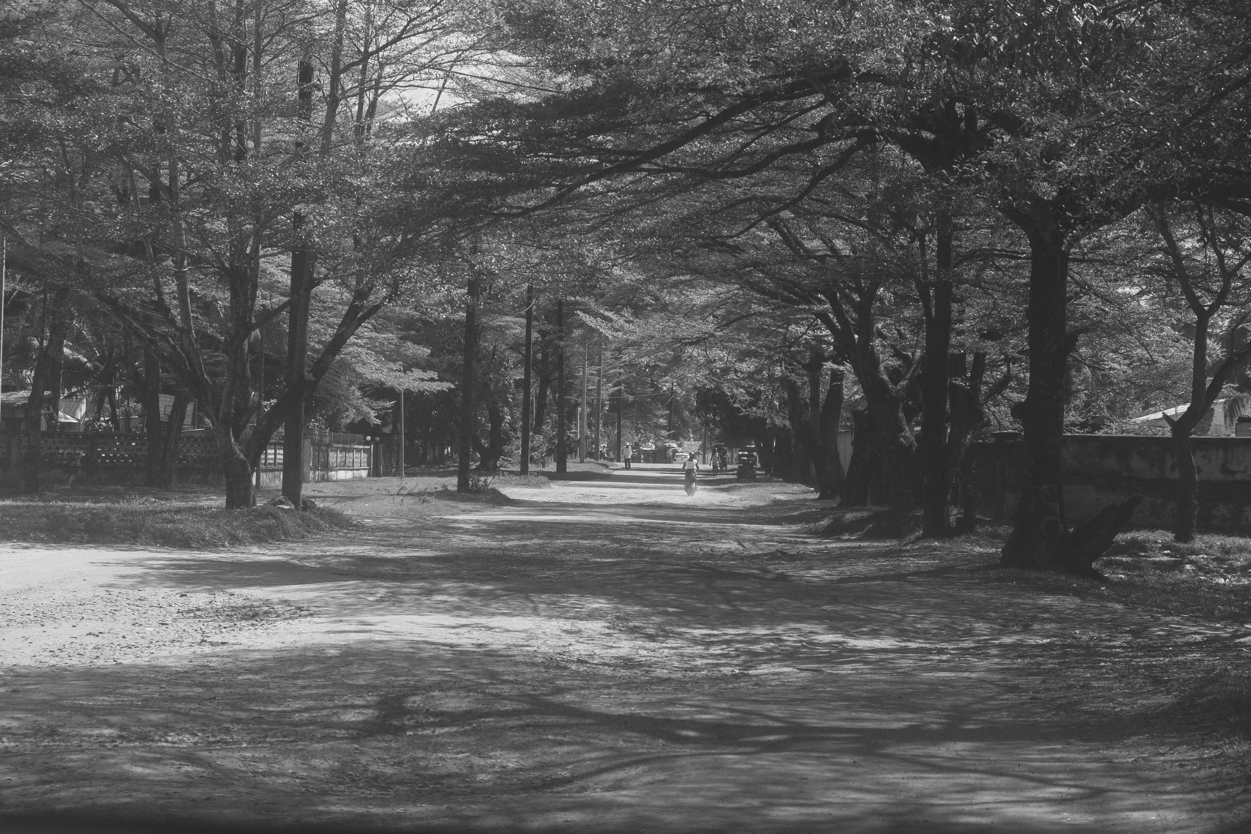 The road leaving the center, heading to town. 