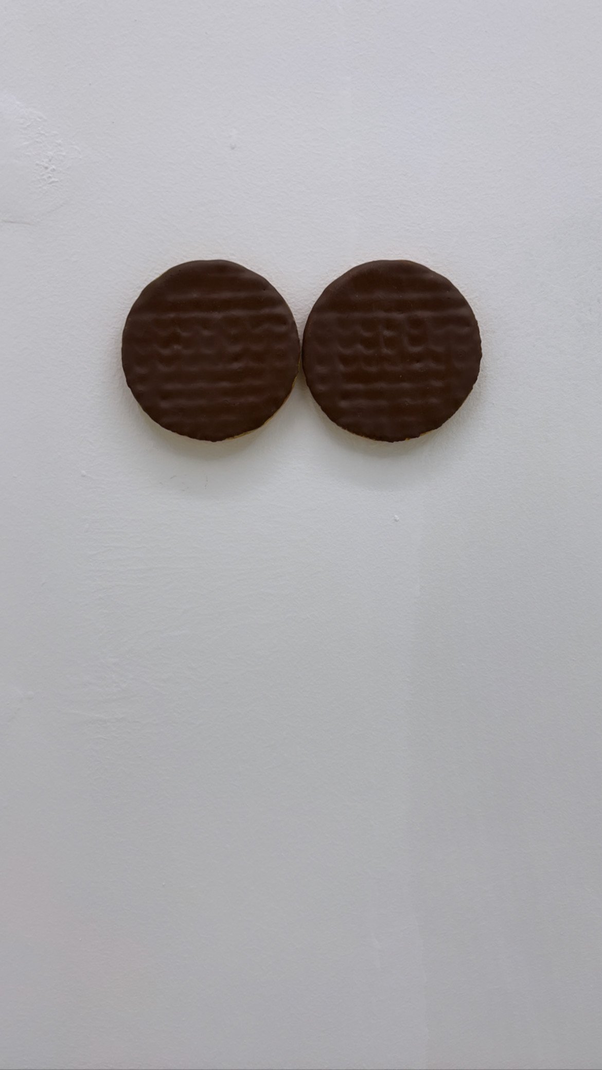  Similar looking chocolate digestive biscuits 2022 Cast Plaster, Oil Paint (part of ‘History Buffet Aftermath’ Paradise Works 05/22) 