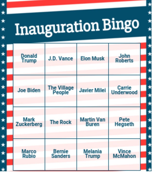 Inauguration Bingo and Fact Sheet