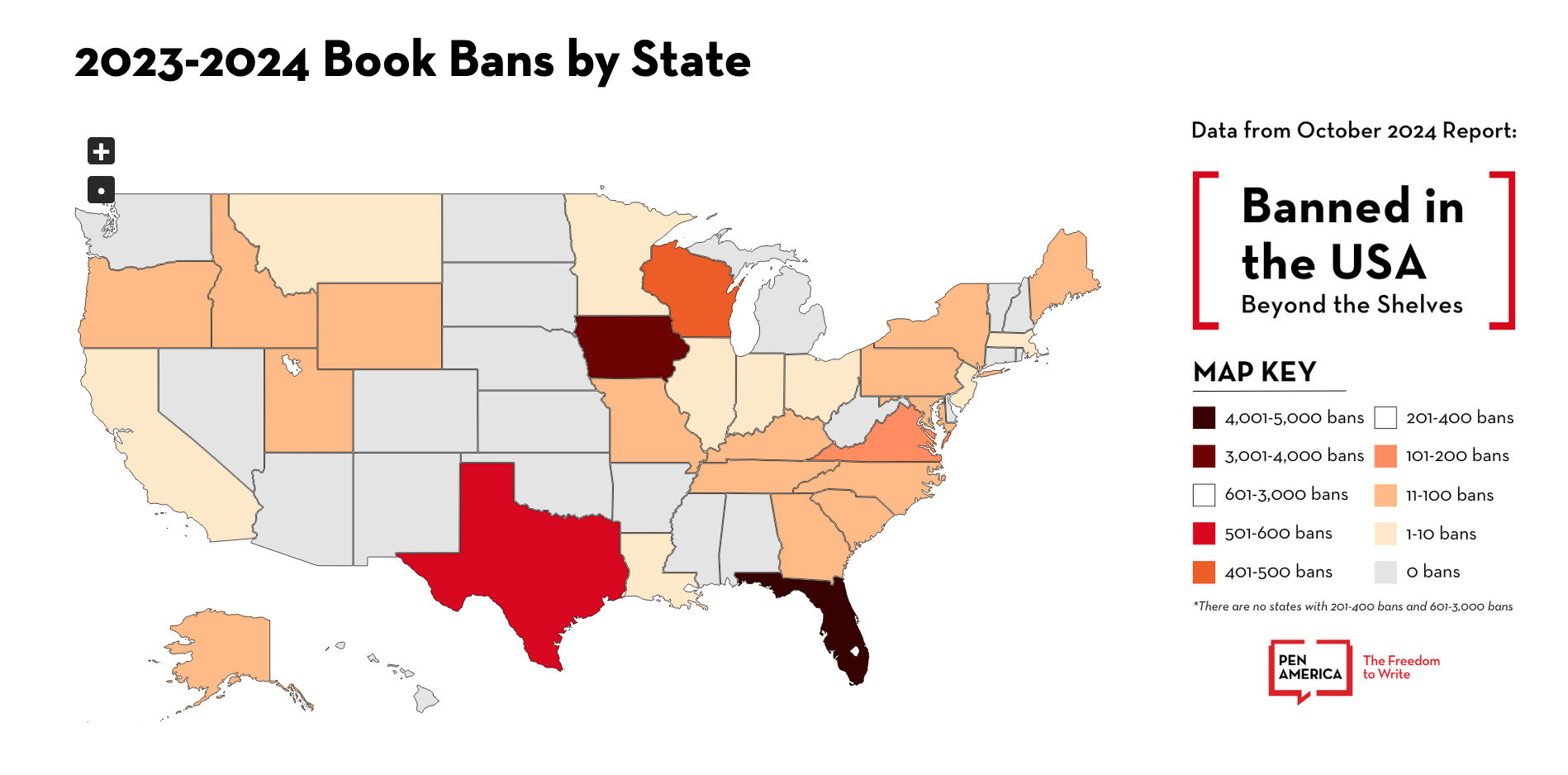What state banned the most books last year?