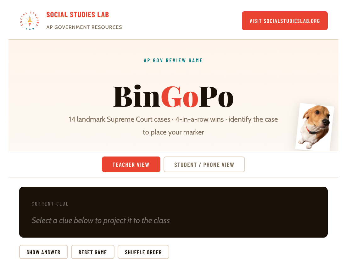Landmark Cases BingoPo Classroom Game