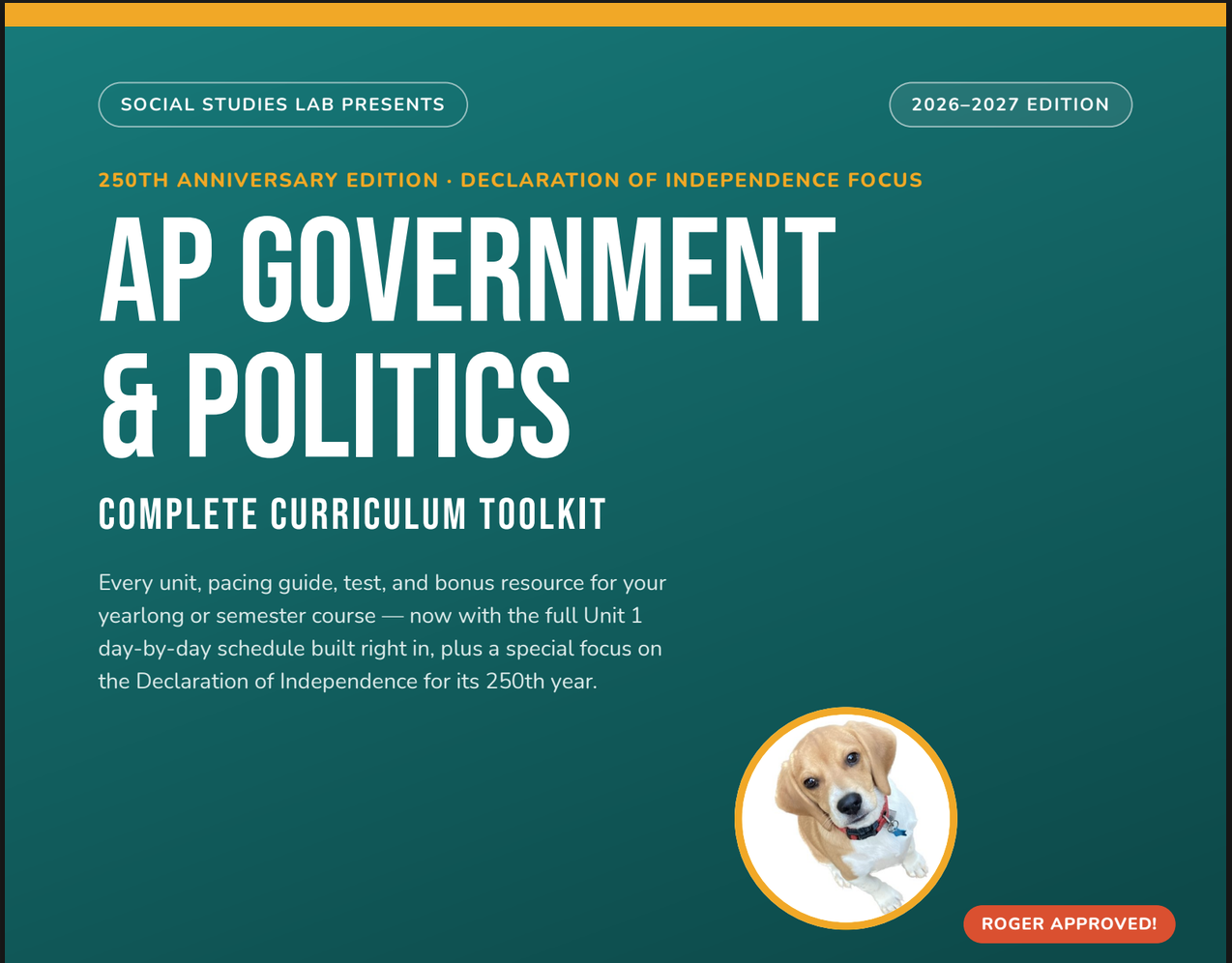 2026-2027 AP Government Curriculum  All Five Units Year-long and Semester Pacing