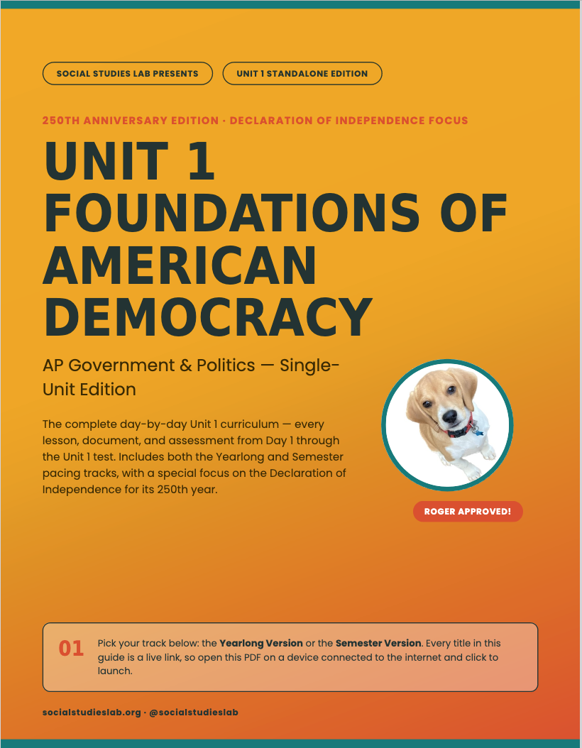 2026 AP Government Curriculum Unit 1 Foundations of American Democracy