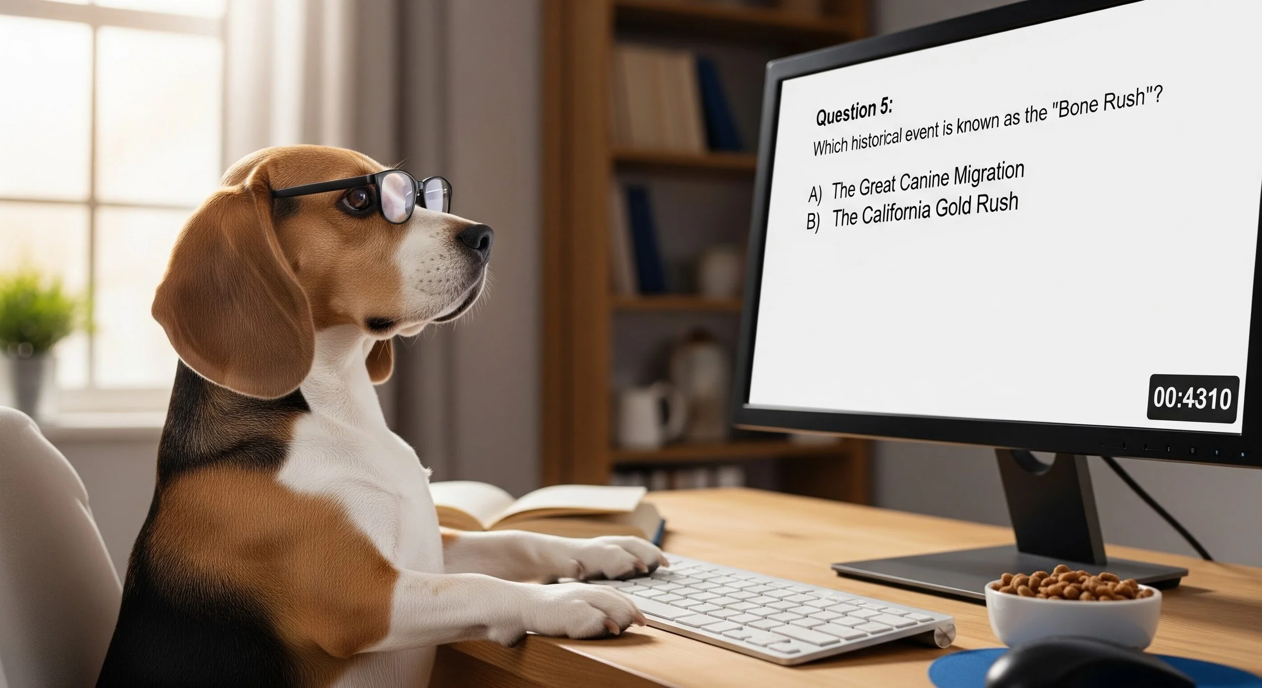 Beagle takes online exam.jpg