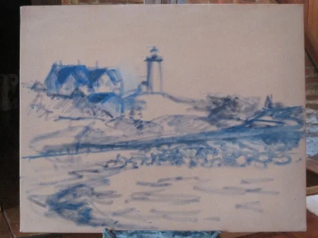Initial oil sketch on canvas