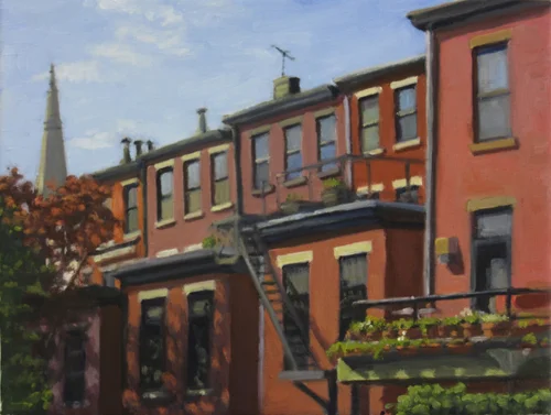 Brownstone Backsides , oil on canvas, 12x16 inches