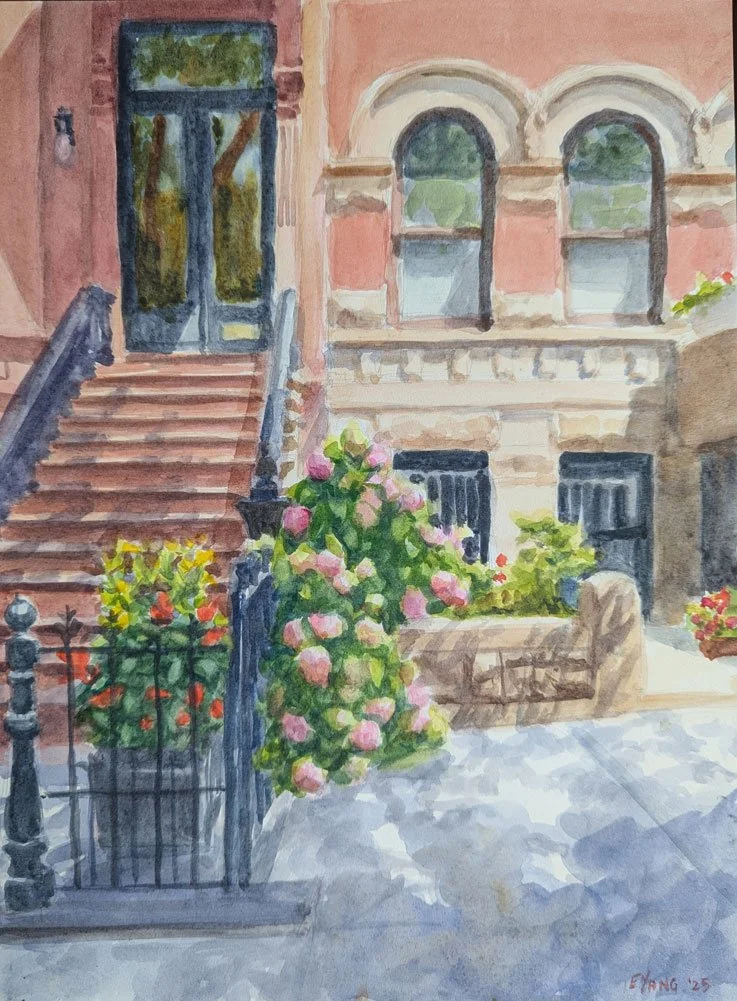 Hydrangeas and Brownstone