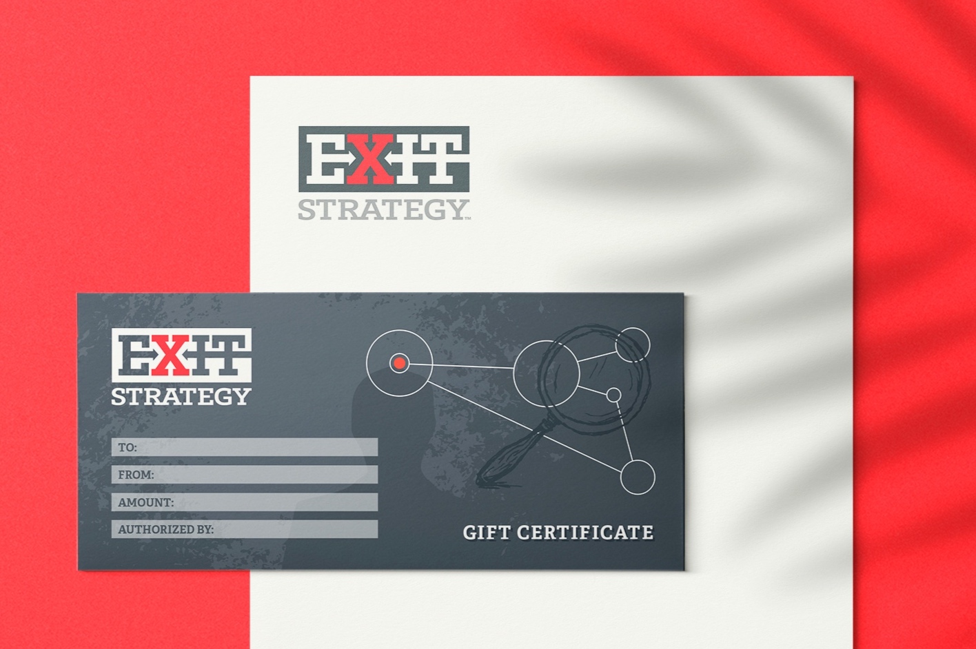 Logo Design & Marketing Collateral for Exit Strategy in Charlotte, NC “When we started our company Exit Strategy in 2014, we didn’t know how important a logo was going to be in establishing our brand. Karlie had a vision for our brand and reminded us that a logo needs make a statement. In just a short time, she had come up with a variety of options and all of them reflected what our company could become. The one we finally chose was exactly the professional look we needed. Over the last five years, we have received many compliments on our logo and when people see it, they know who we are. Thanks Karlie for helping us create our brand! – Jay and Mylene, Owners
