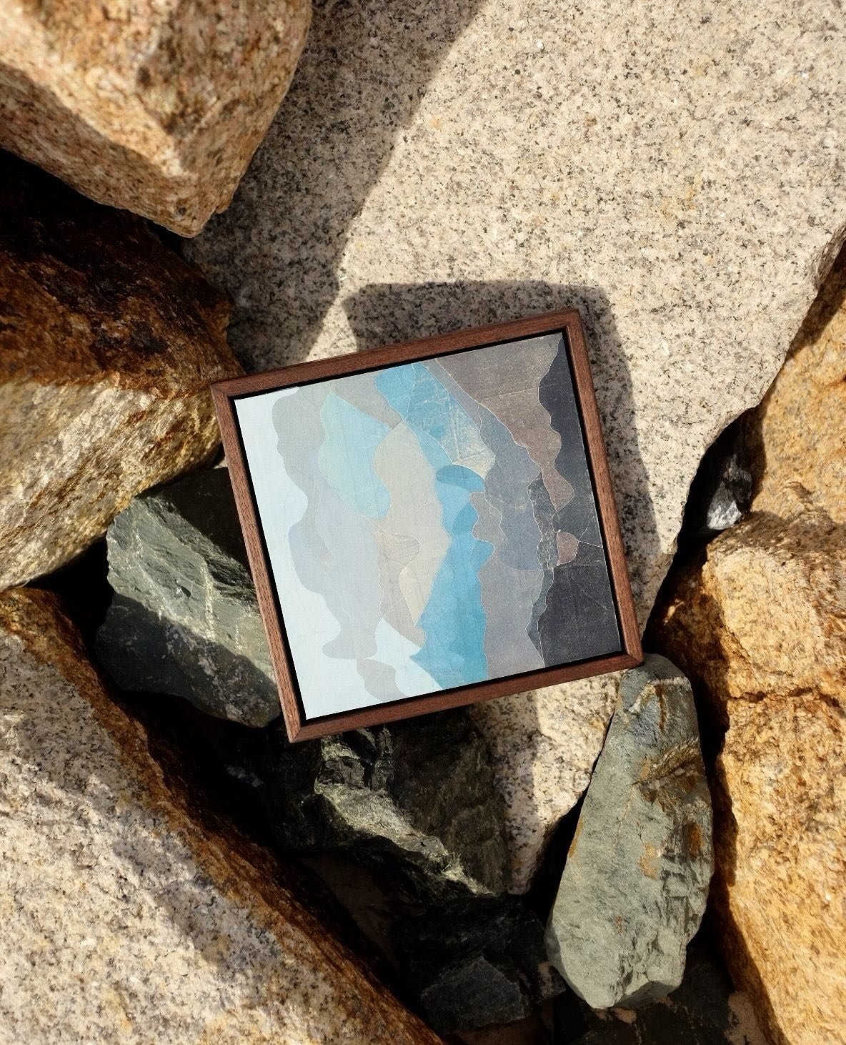 Light airy clear blues⁠
⁠
Artwork featured⁠
Josh&rsquo;s 
22.5 x 22.5 cm ⁠
Paper collage on wood board⁠
Available⁠ at Coastal Contours

#farsouthcoastnsw #australianartist #contemporarycollage #abstractart #artexhibition