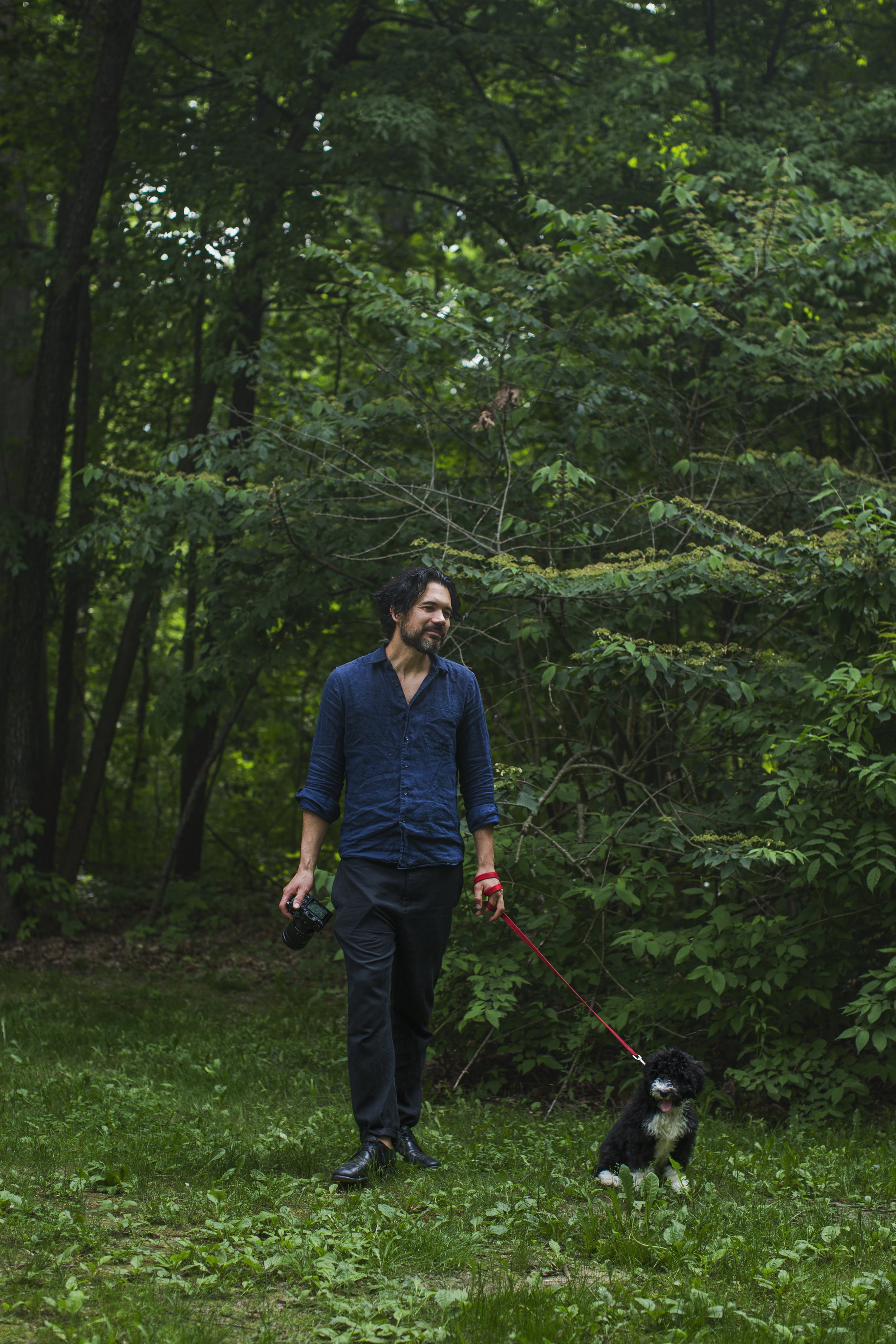 Documentary photograph of electronic musician Matthew Dear working in the recording studio during the creation of New Breed.