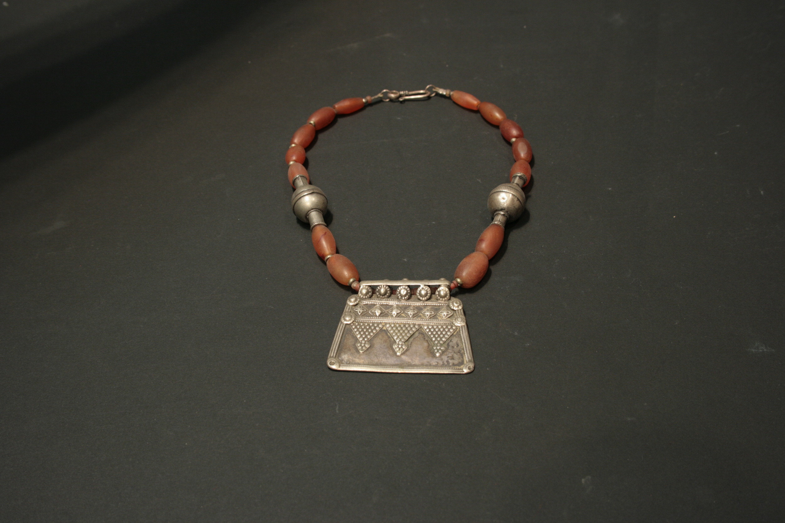 Old silver carnelian necklace from Turkmen tribe