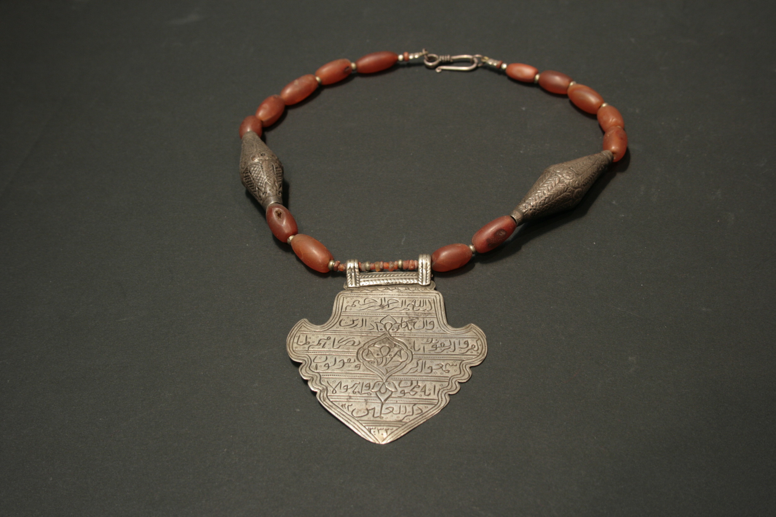 Old Silver and Carnelian necklace with Islamic calligriphy