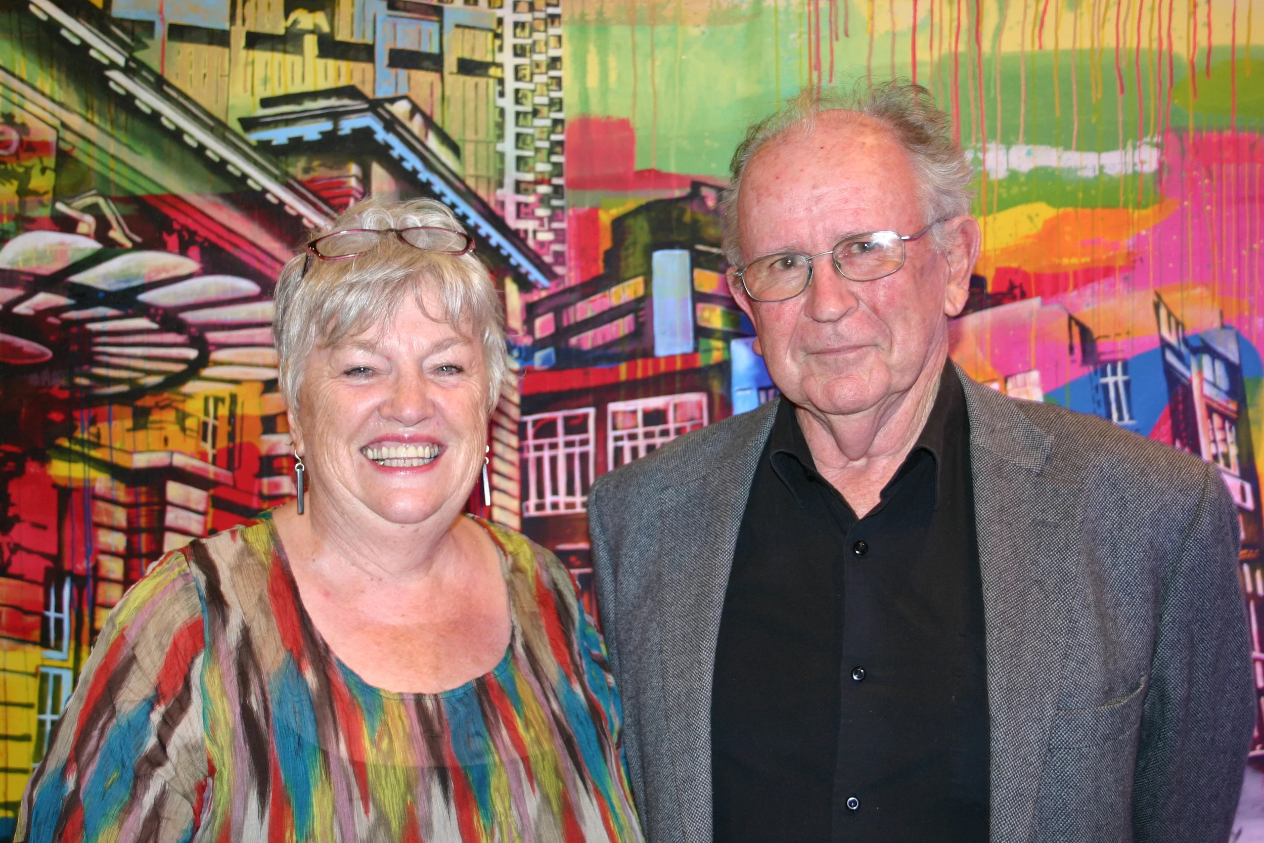 Jenny Argante (Poet) with Vince O'Sullivan, Judge of the Poetry Competition (National Poet Laureate)