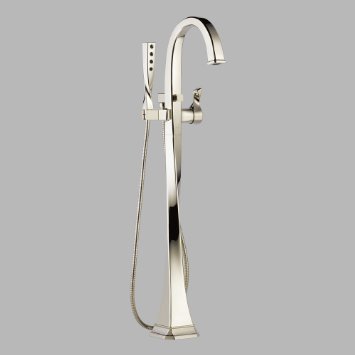 The tub filler is polished nickel. Brizo Virage collection