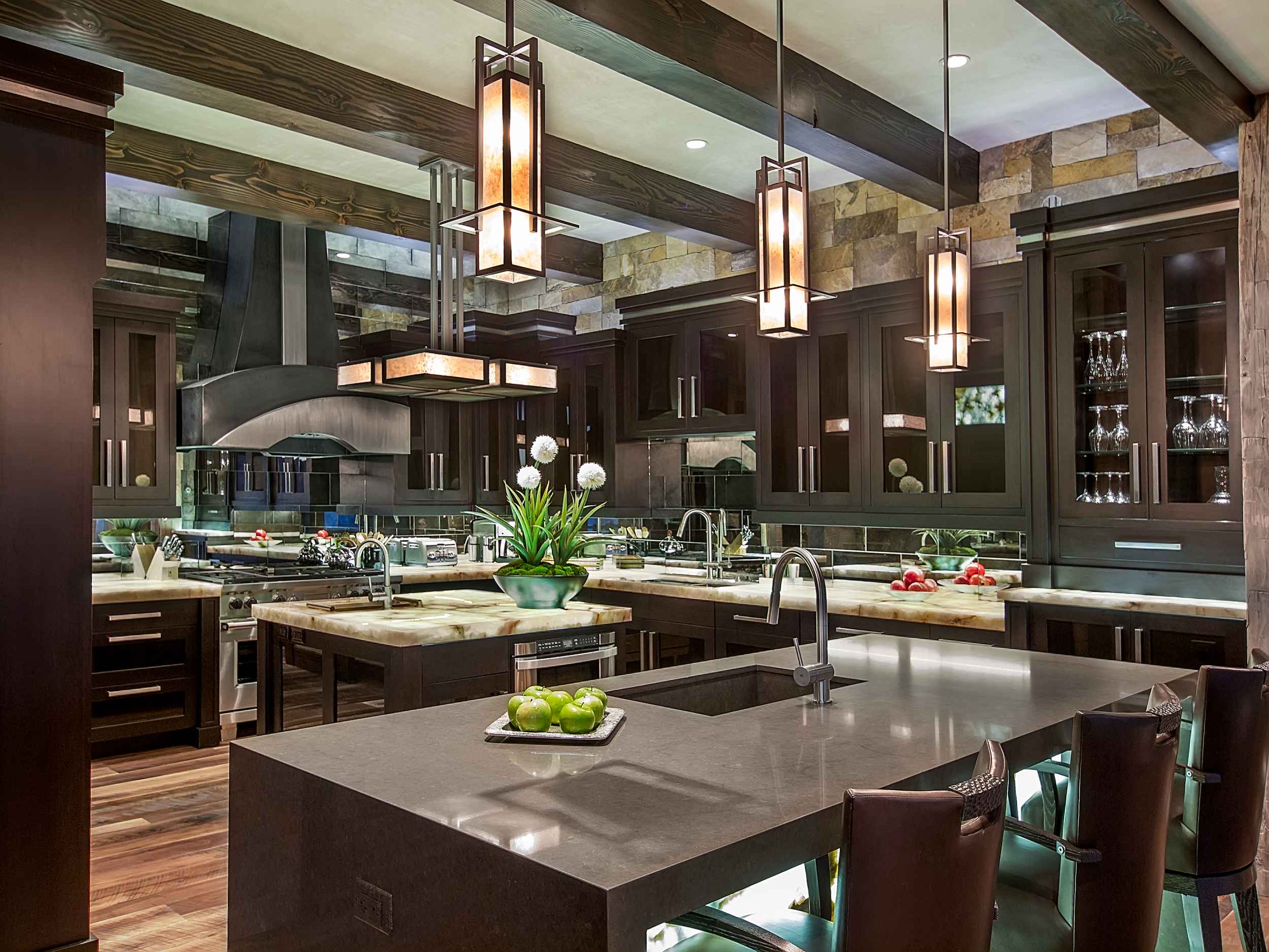  Cabinetry, hardware,and hood concept by Chris Awadalla. &nbsp;Lighting, countertops, and backsplash by Annette Phan. 