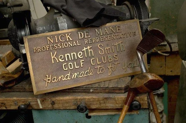 A plaque from Nick DeMane’s days in manufacturing in New York City.