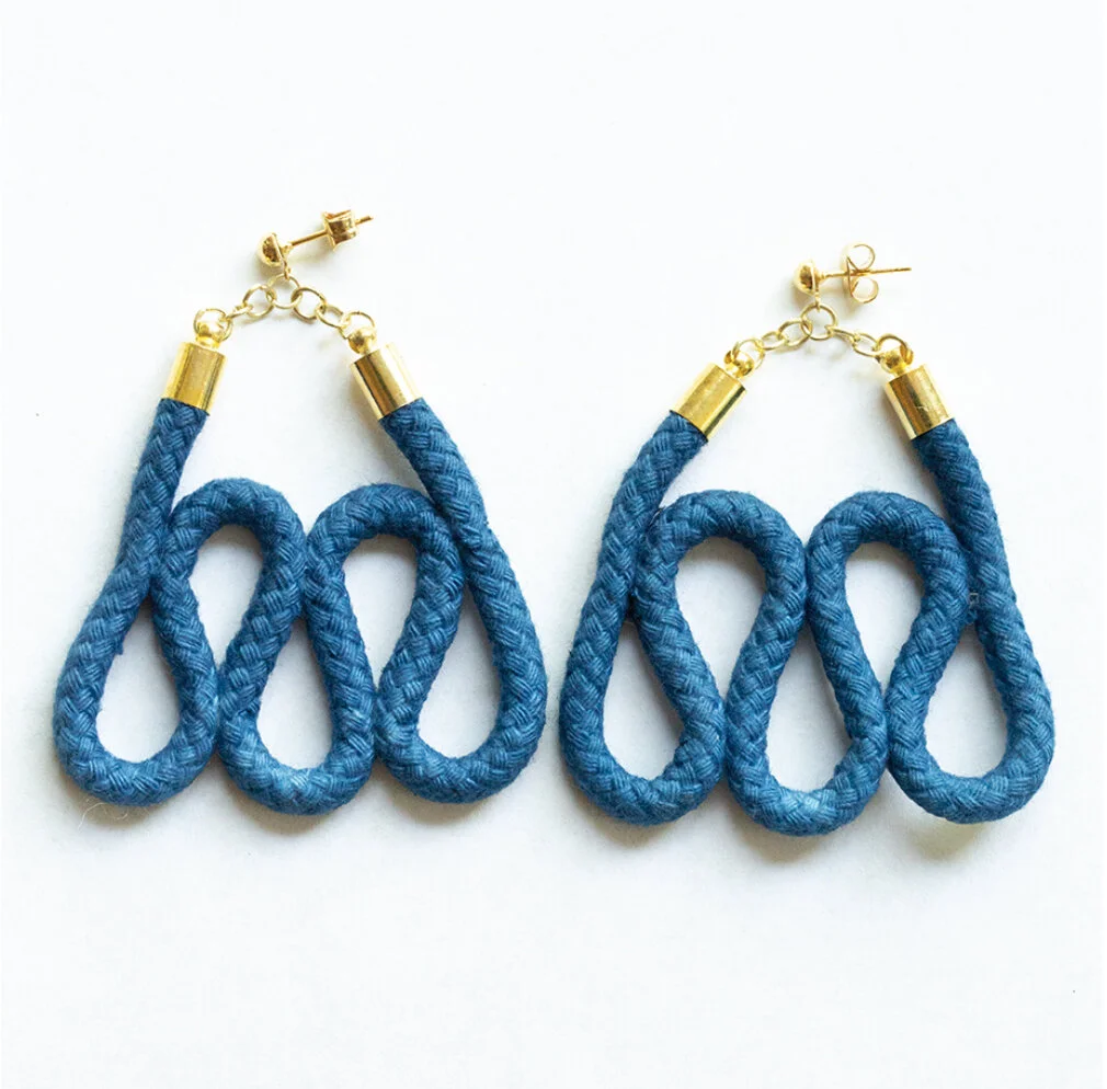 Indigo Cotton Rope Earrings