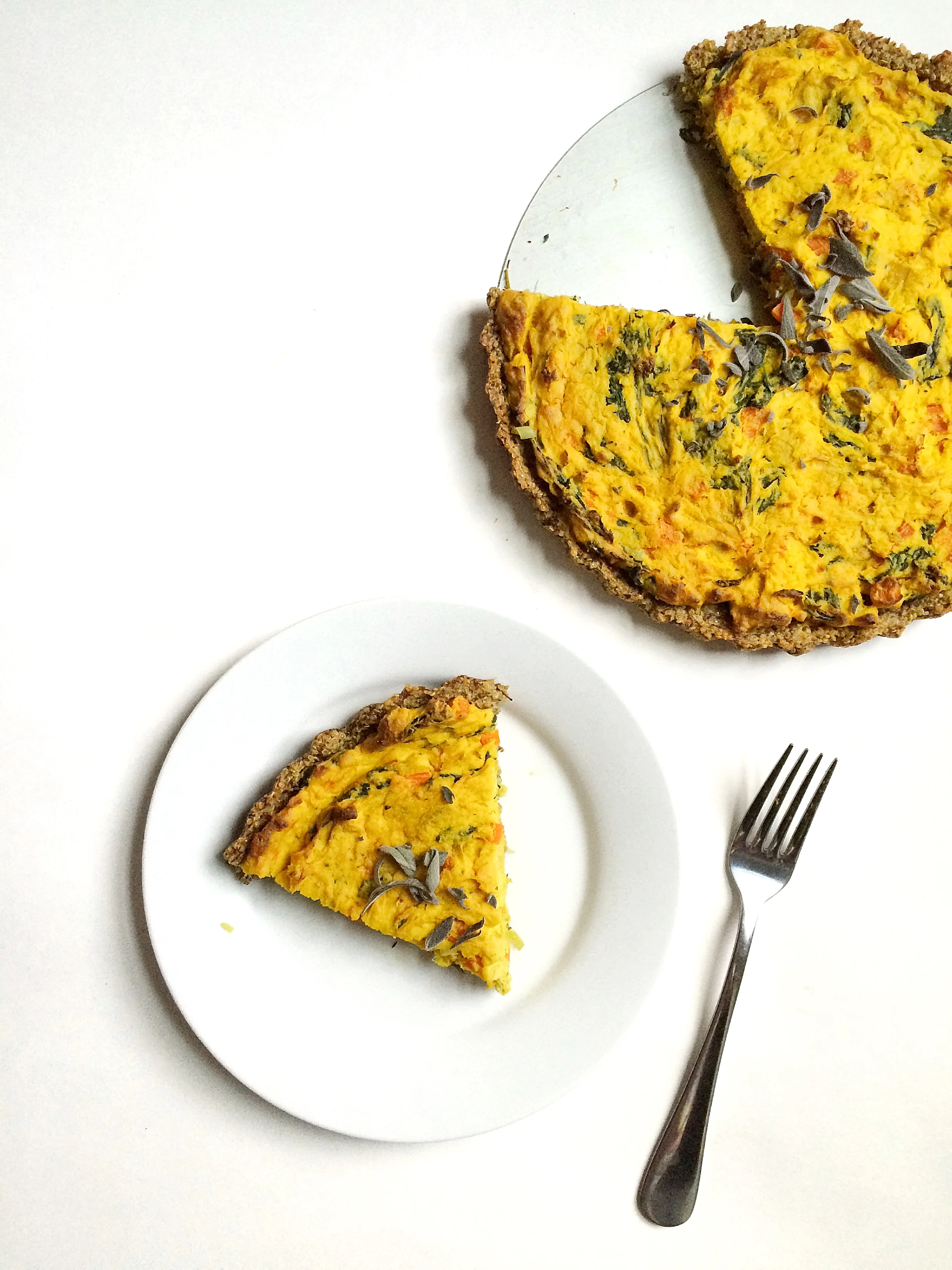 Vegan Butternut, Carrot & Leek Quiche with Savory Quinoa Crust
