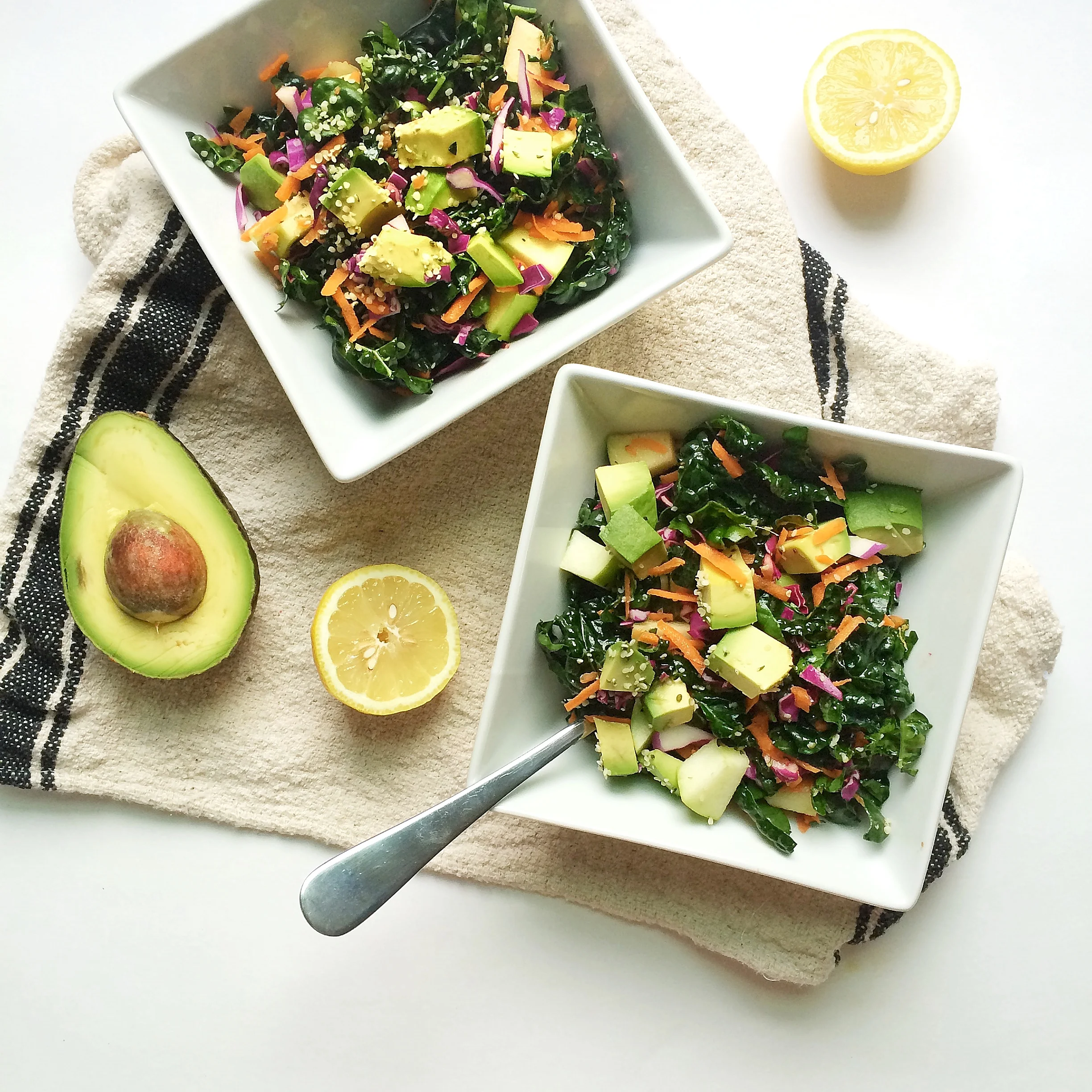 Raw Superfood Kale Salad with Lemon Vinaigrette 