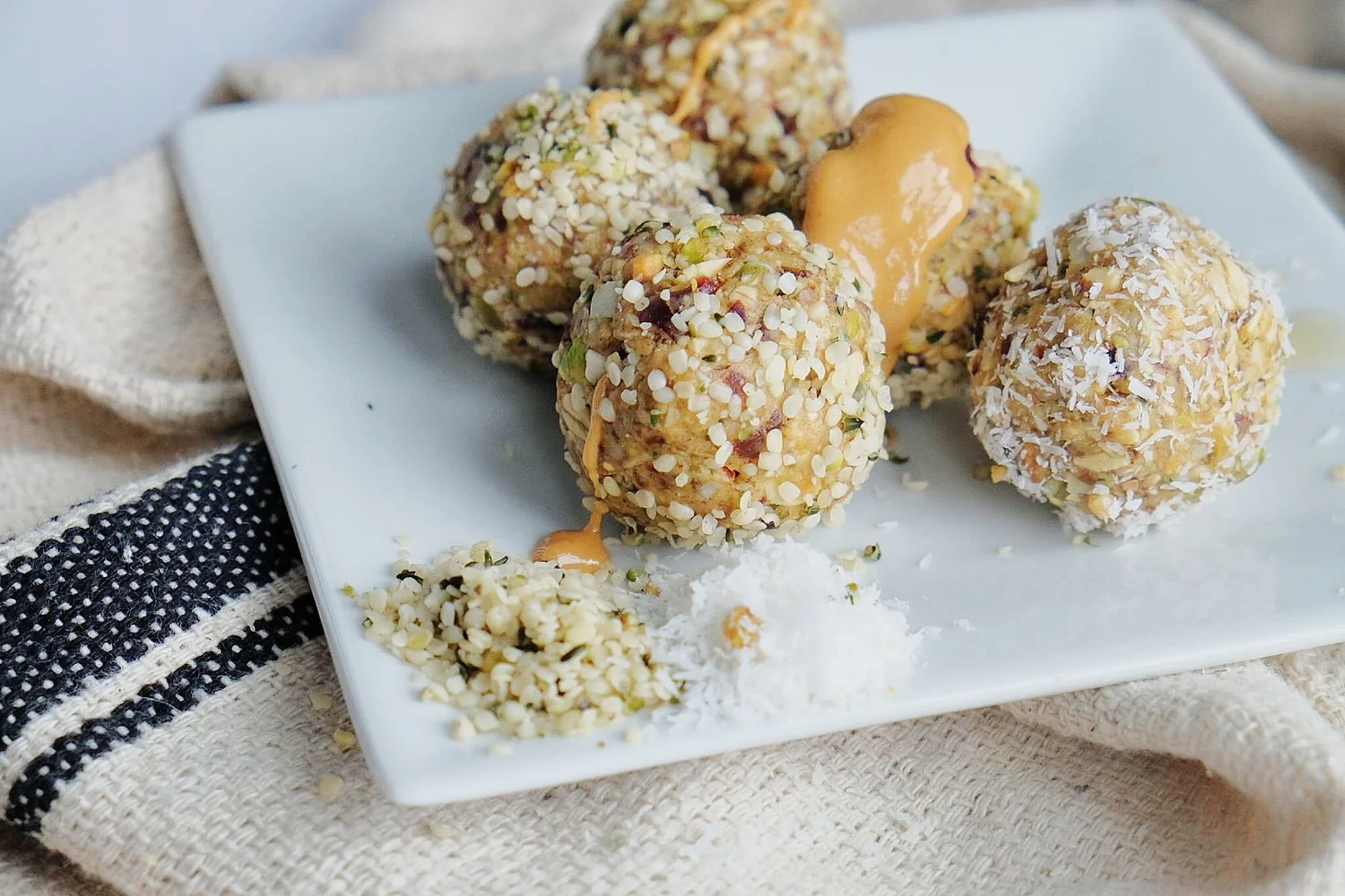 Trail Mix "No-Bake" Energy Bites with Hemp Seeds