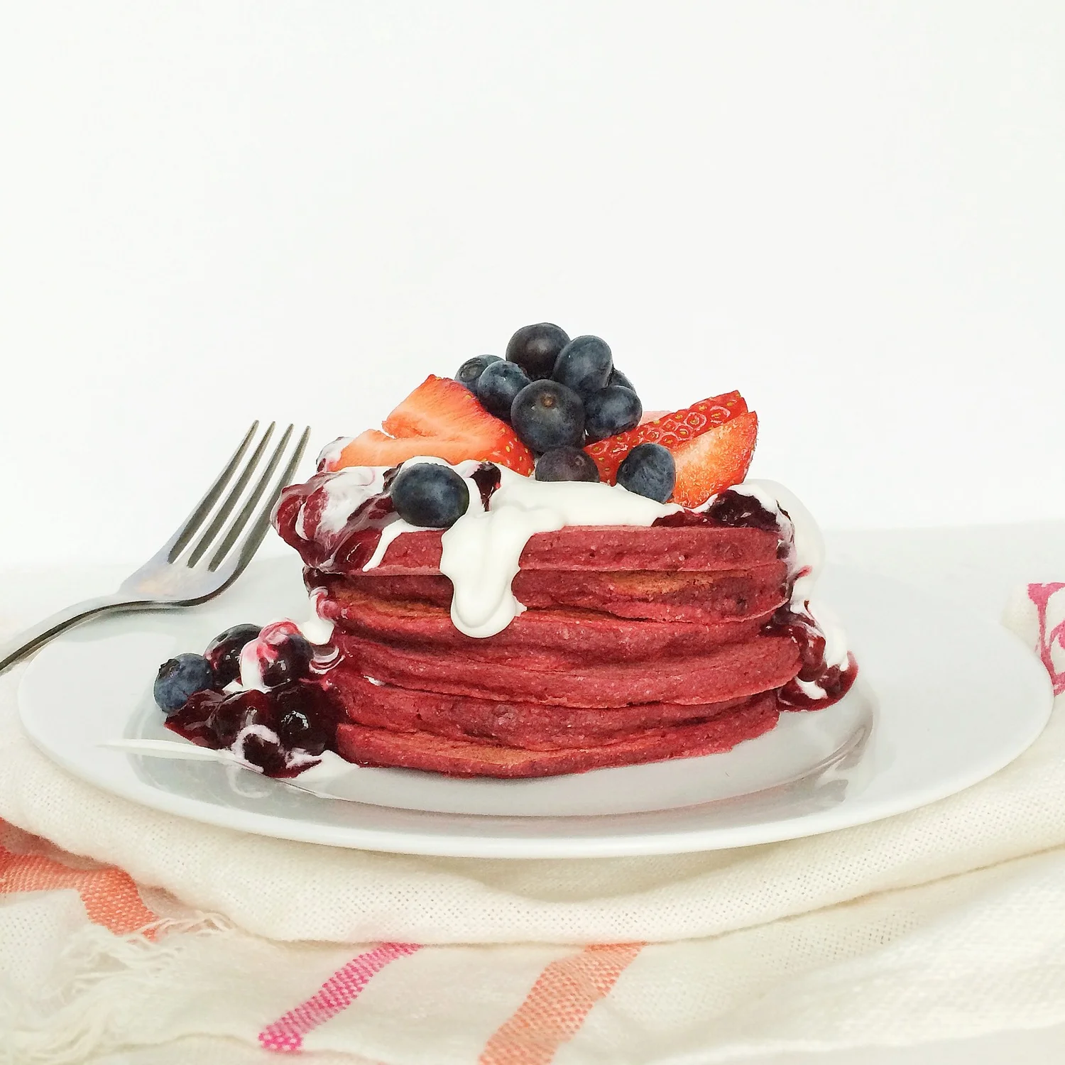 Red Valentine Pancakes with Warm Berry Sauce + Eat Healthy Designs