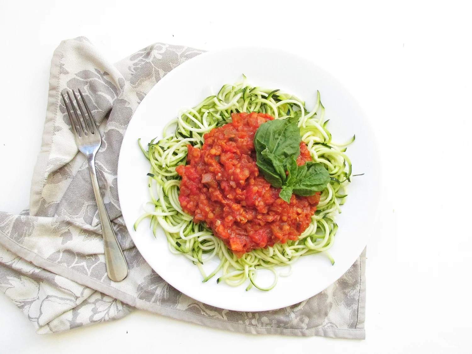 Zucchini Noodles with Red Lentil Veggie Marinara