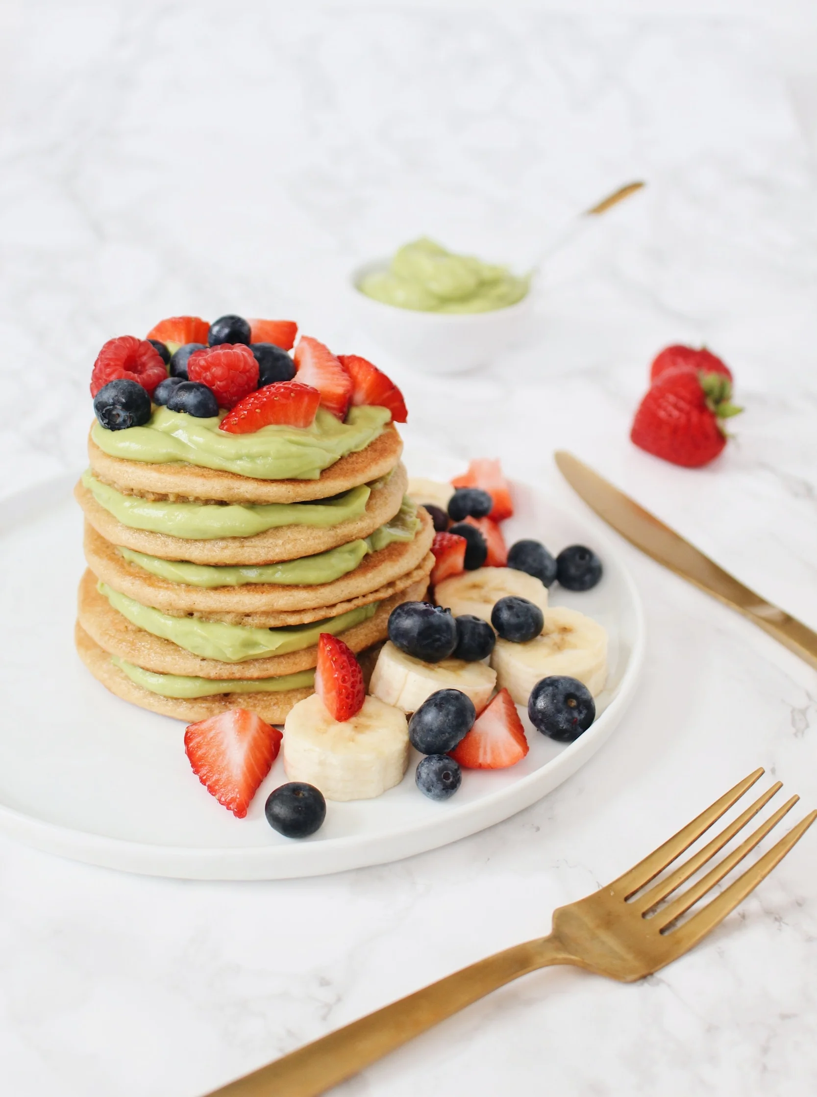 Toaster Pancakes with Sweet Avocado Cream