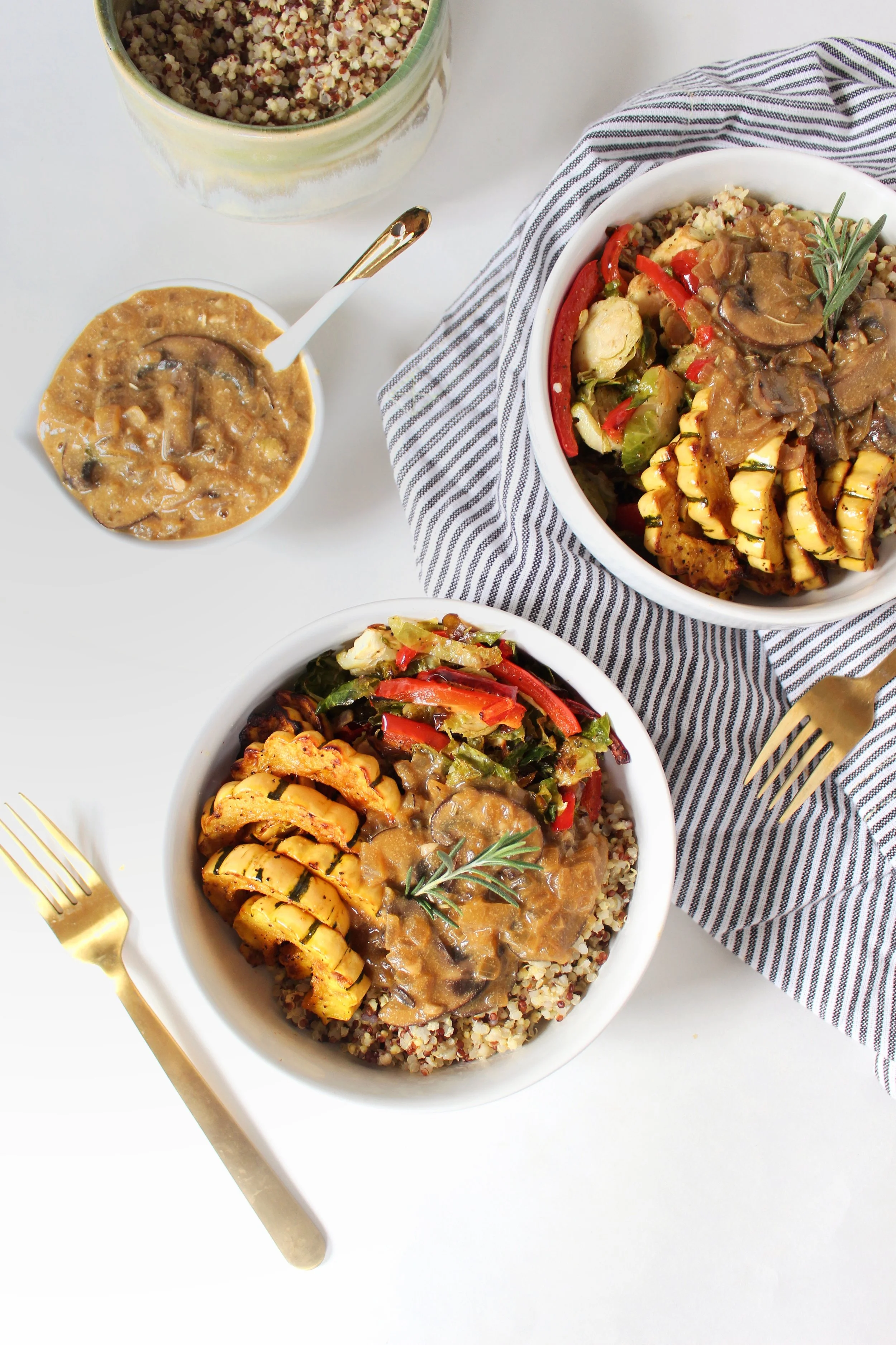 Cozy Fall Grain Bowls with Mushroom Gravy 