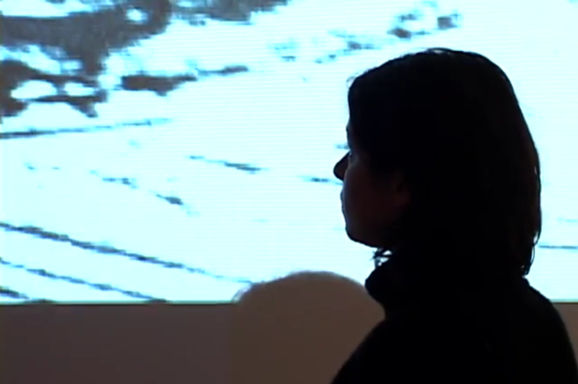 Interactive Video Installation 'She Does Not' 2005 Visual noise disrupts the video projection as sensor detects a viewer's approach