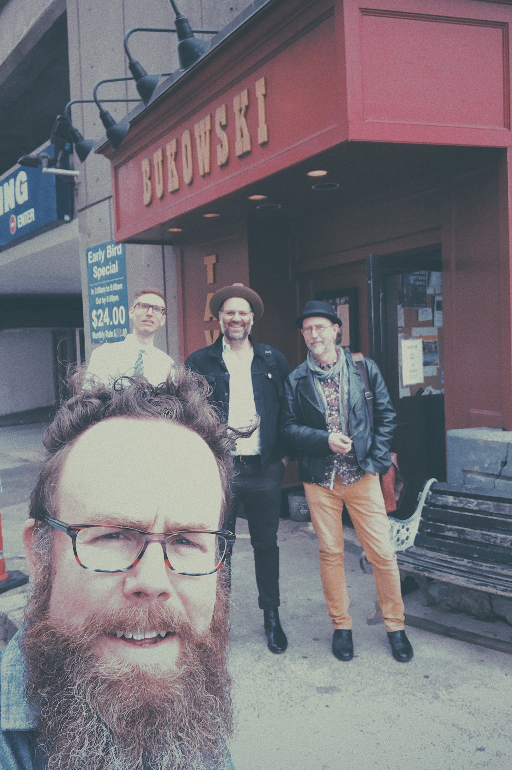 L to R: James, Nathan, Devin, Mark. Disclaimer: The Bukowski Bar choice was not based on the quality of his poetry but of the beer list.