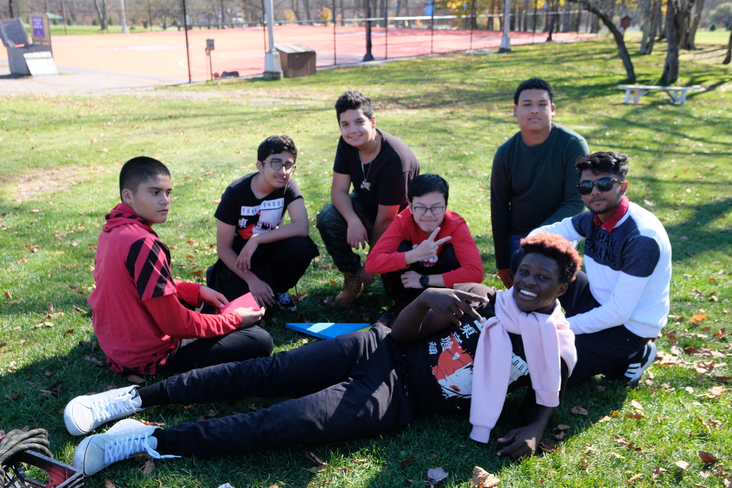 Students taking a break during Frost Valley field trip