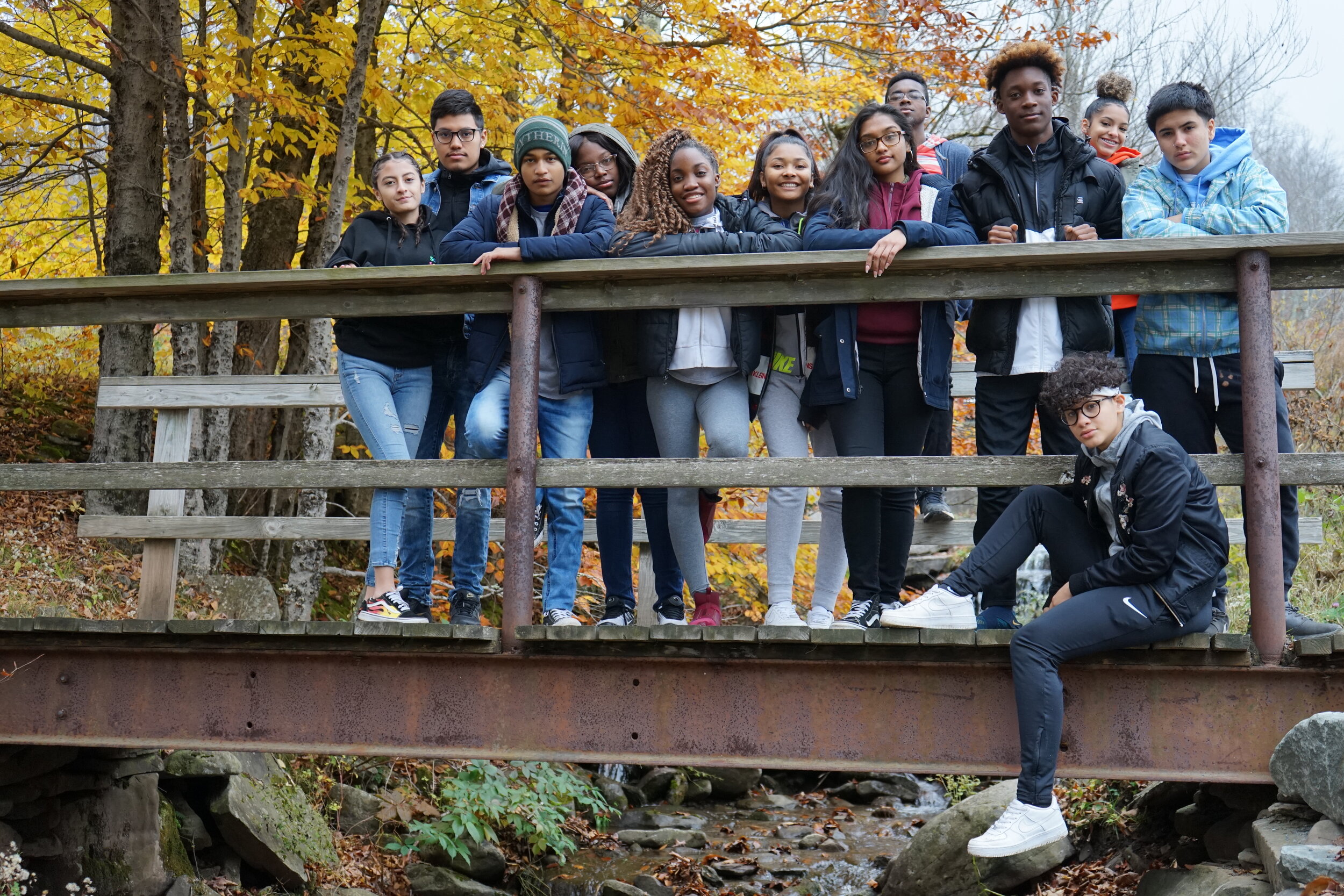 Students on a bridge at Frost Valley